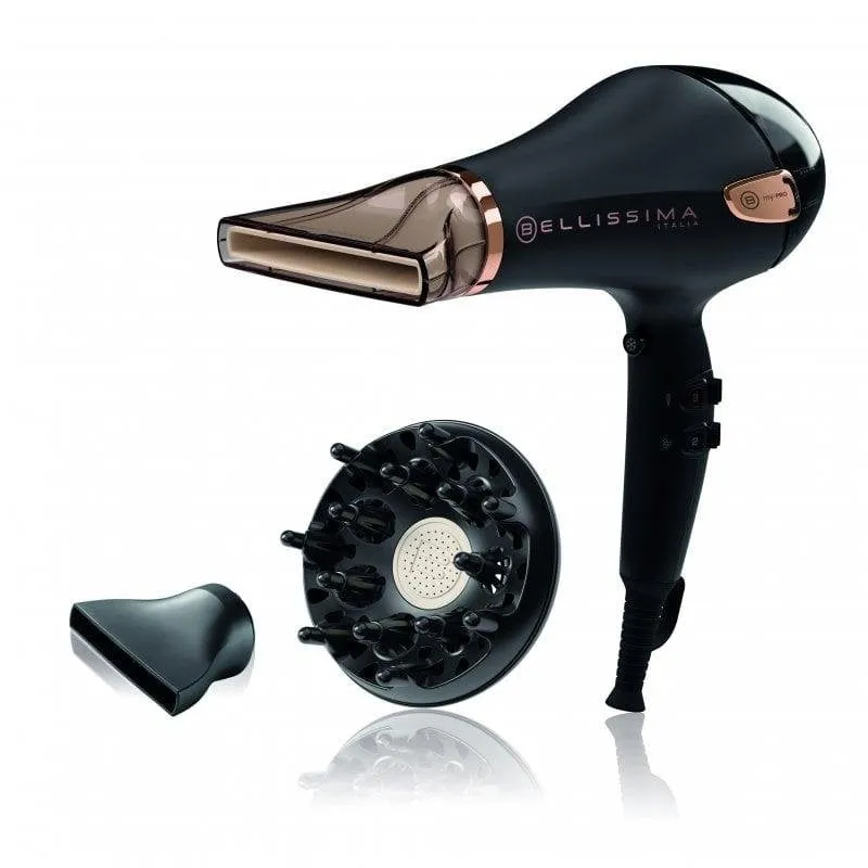 Phon Professionale Ionico Bellissima My Pro Ceramic P5 3800 2300W 3 Temperature 2 Velocità Diffusore Nero Oro Rosa