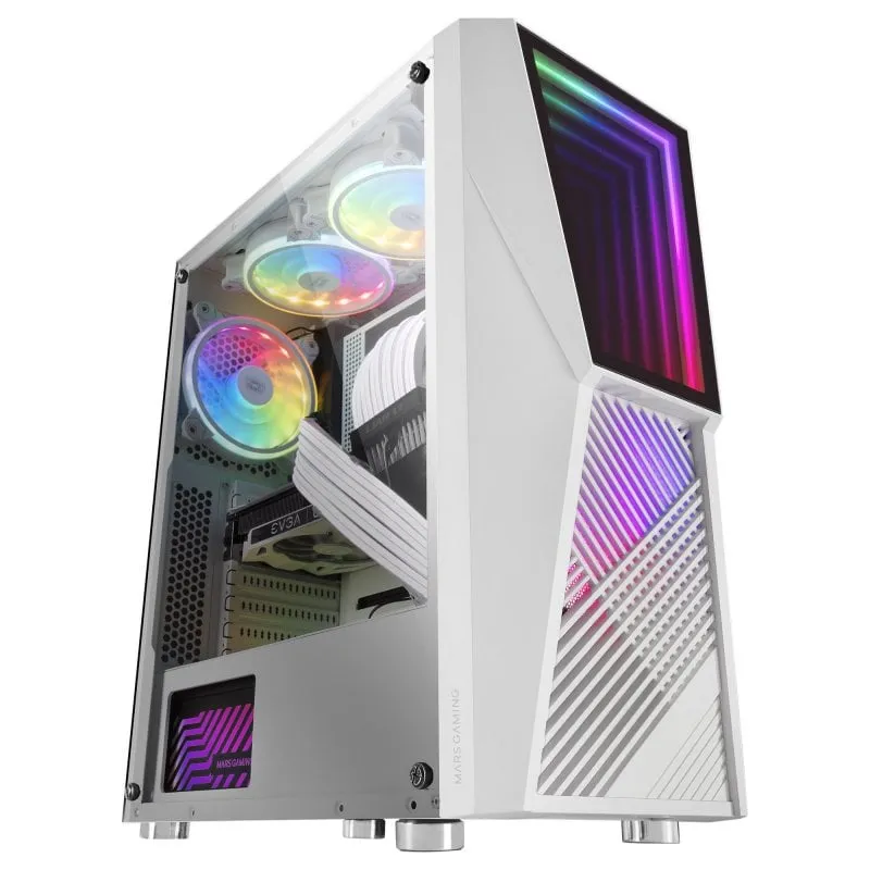Mars Gaming MC777 Infinity Mirror ARGB Vetro temperato USB 3.0 Bianco