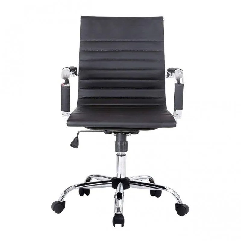 Sedia da Ufficio Equip 651002 Ergonomica Schienale Medio Nero Imitazione Pelle