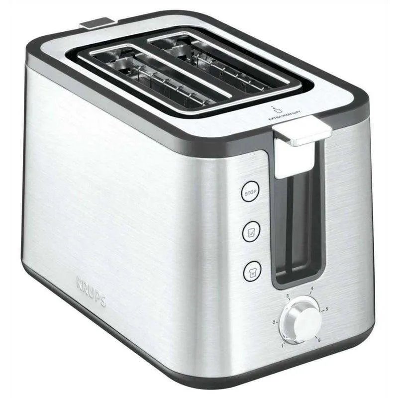 Tostapane Krups KH442D10 2 fessure 720W 6 livelli Scongelamento Riscaldamento Nero e inox