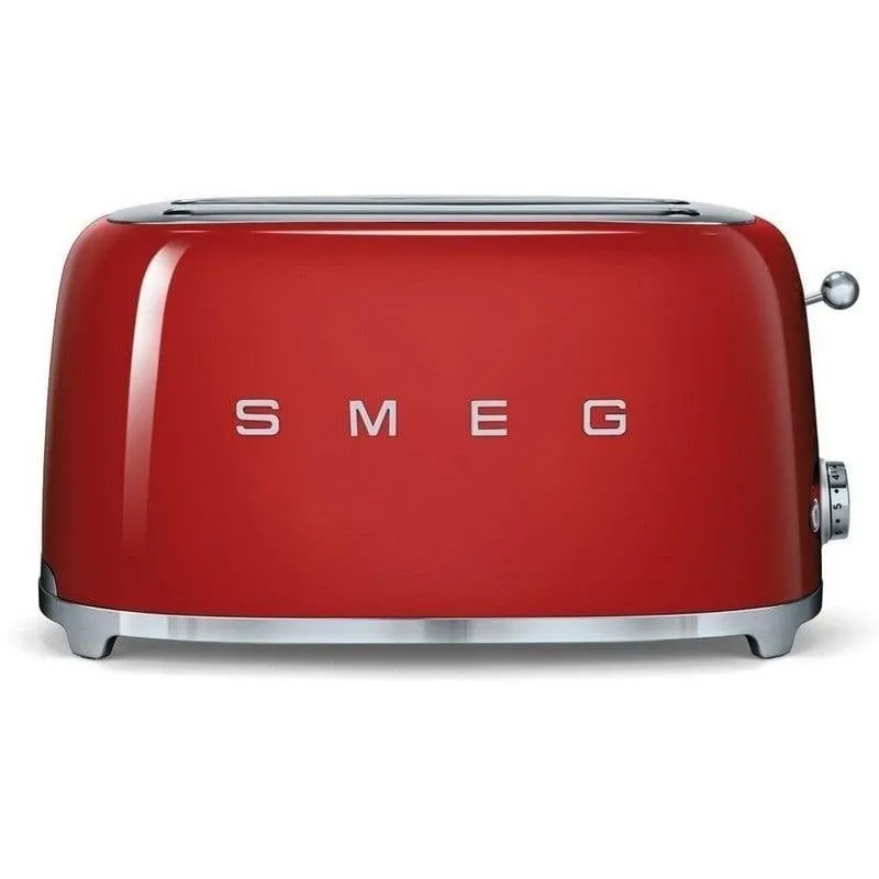 Tostapane vintage Smeg TSF02RDEU 4 fette 2 fessure lunghe 1500 W 6 livelli Scongelamento Rosso