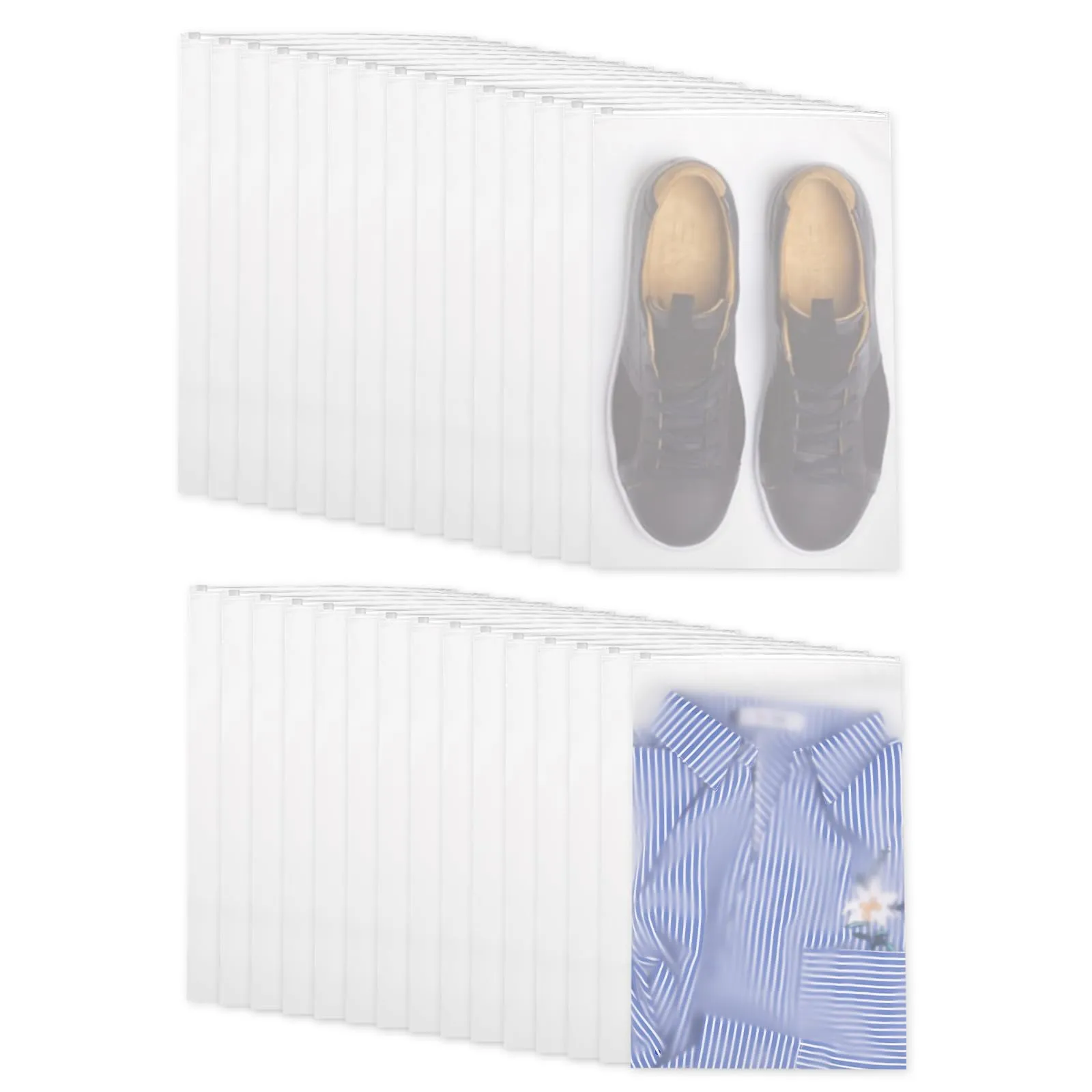 30 sacchetti con cerniera grande, 40 × 30 cm, 45 × 30 cm, set di sacchetti di plastica con chiusura lampo, organizer per valigie, borsa da viaggio trasparente riutilizzabile di vestiti