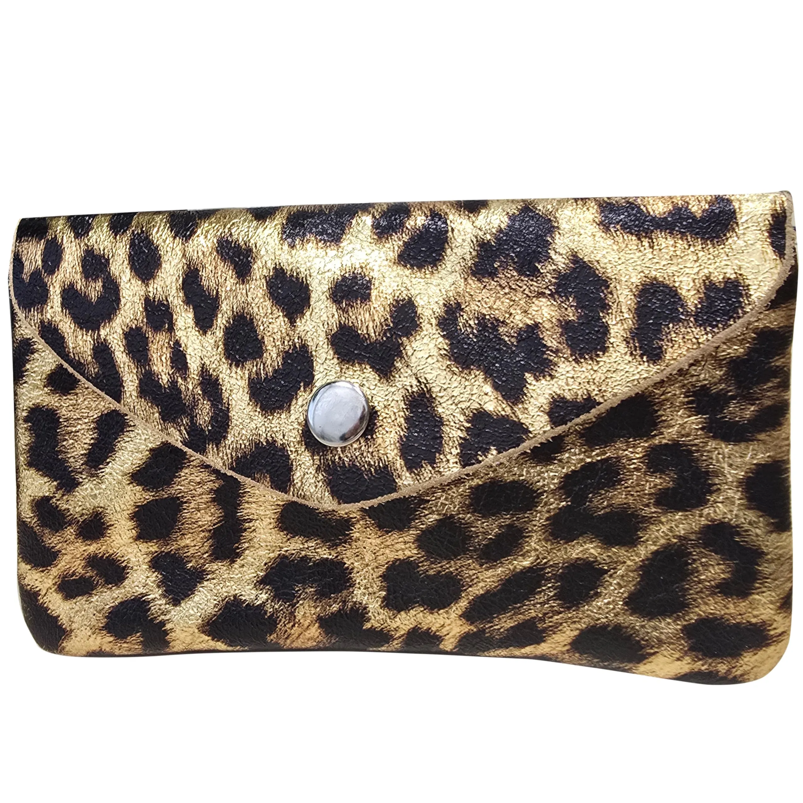 modamoda de P11 Portafoglio da donna in pelle 16 x 10 cm, realizzato a mano in Italia, Leo Gold-met, m, piccolo portamonete leggero