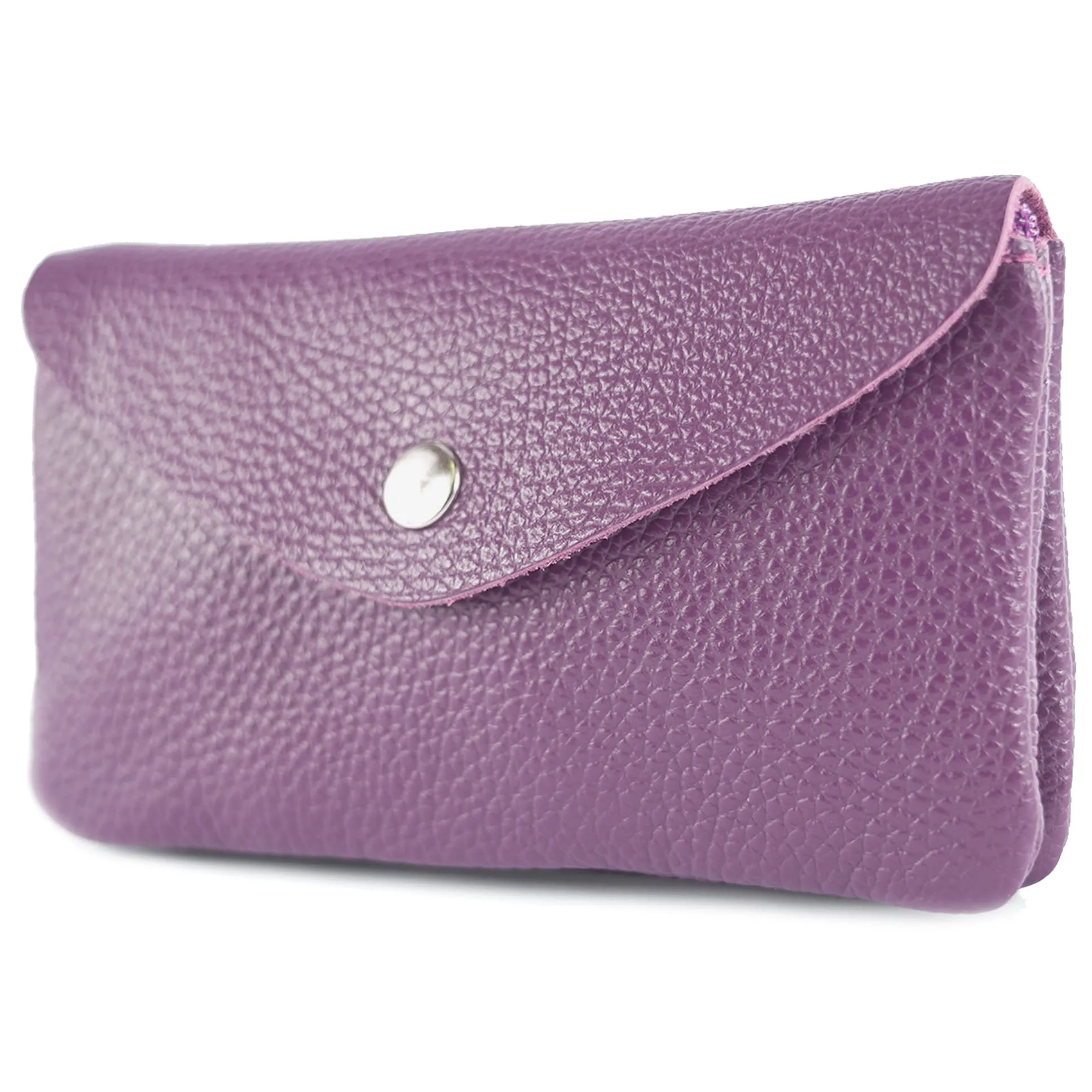 Modamoda de P11 Portafoglio in Pelle Donna Medio Handmade in Italy, Viola, Piccolo Portamonete Leggero