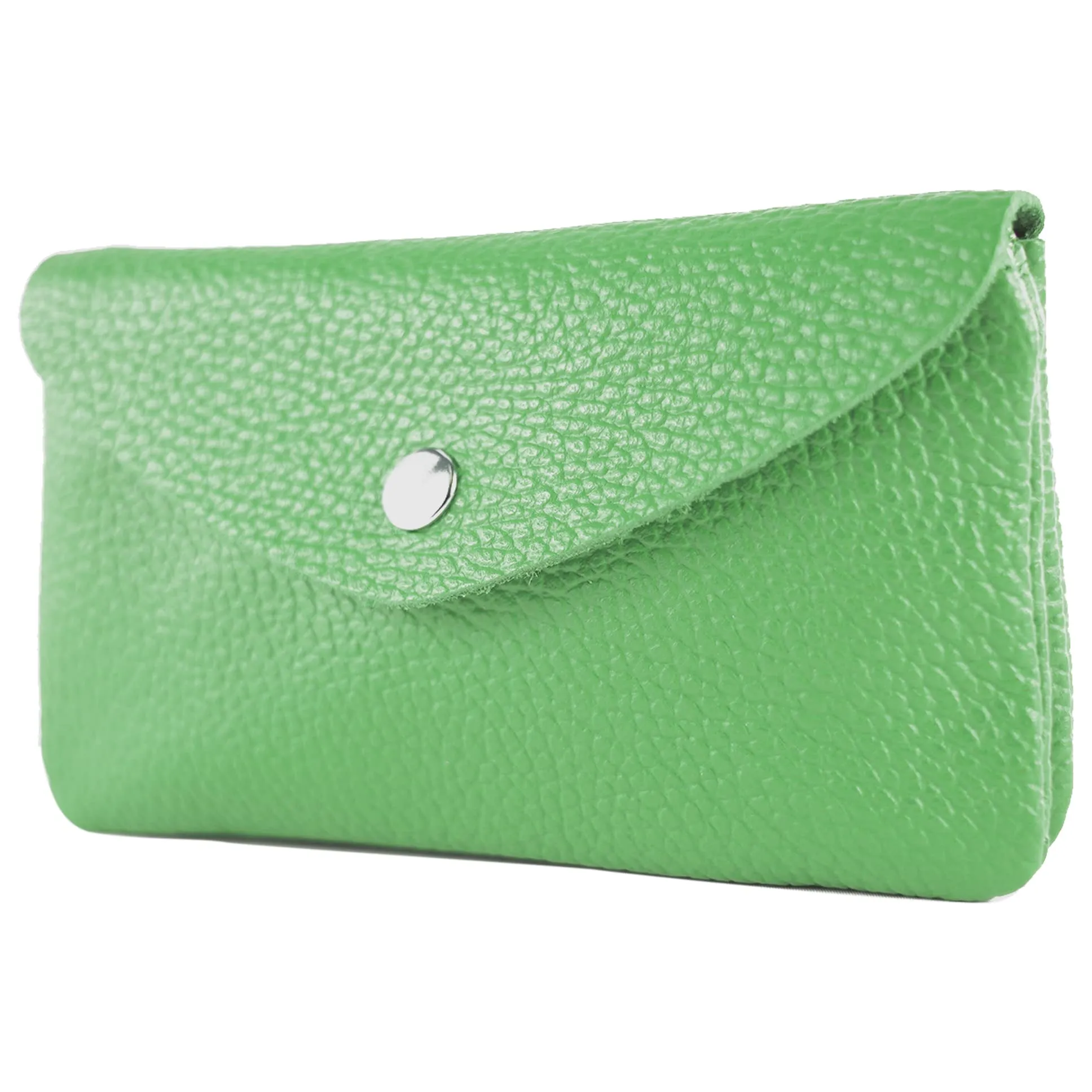 modamoda de P11 Portafoglio da donna in pelle 16x10 cm, fatto a mano in Italia, Verde foglia, m