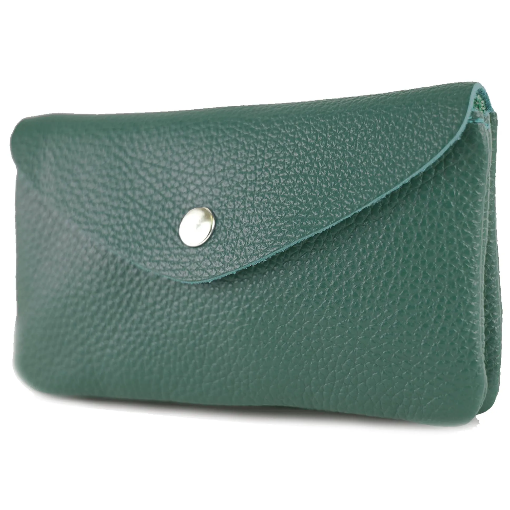Modamoda de P11 Portafoglio Medio in Pelle Handmade in Italy, Verde Petrolio, Piccolo Portamonete Leggero