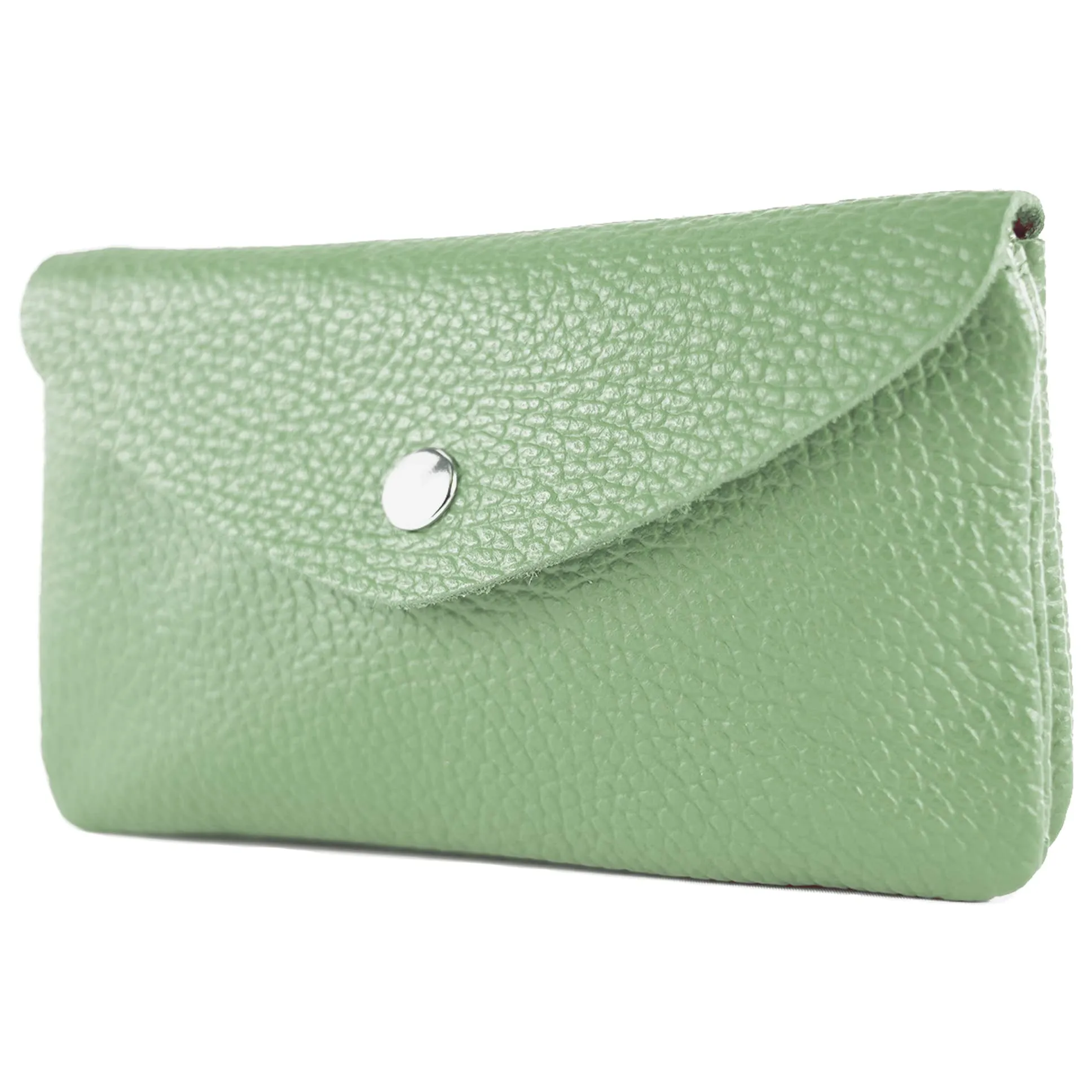 modamoda de P11 Portafoglio da donna in pelle, 16x10 cm, fatto a mano in Italia, Grigio-verde, m