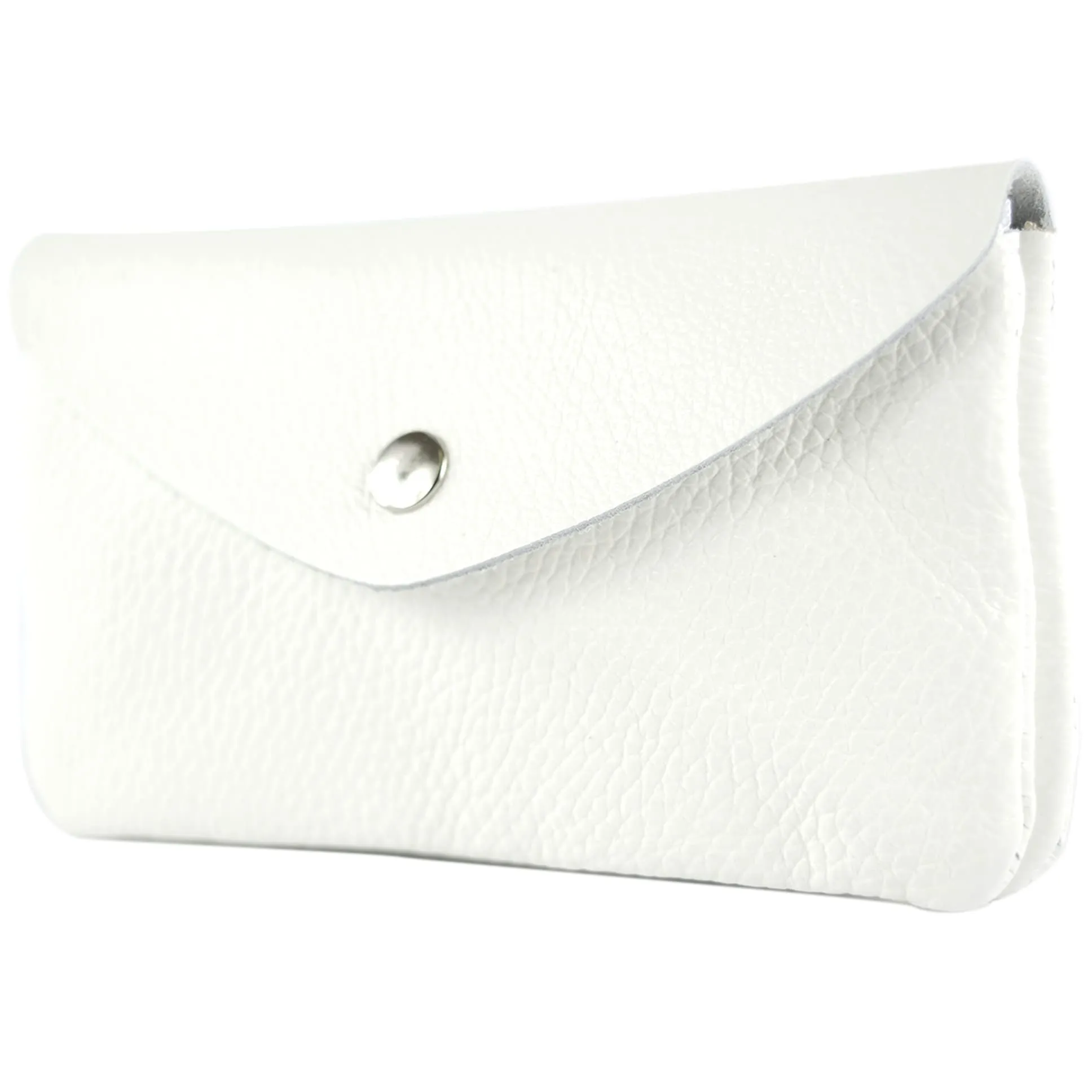 Modamoda de P11 Portafoglio Medio in Pelle Donna Handmade in Italy, Bianco, Piccolo Portamonete Leggero