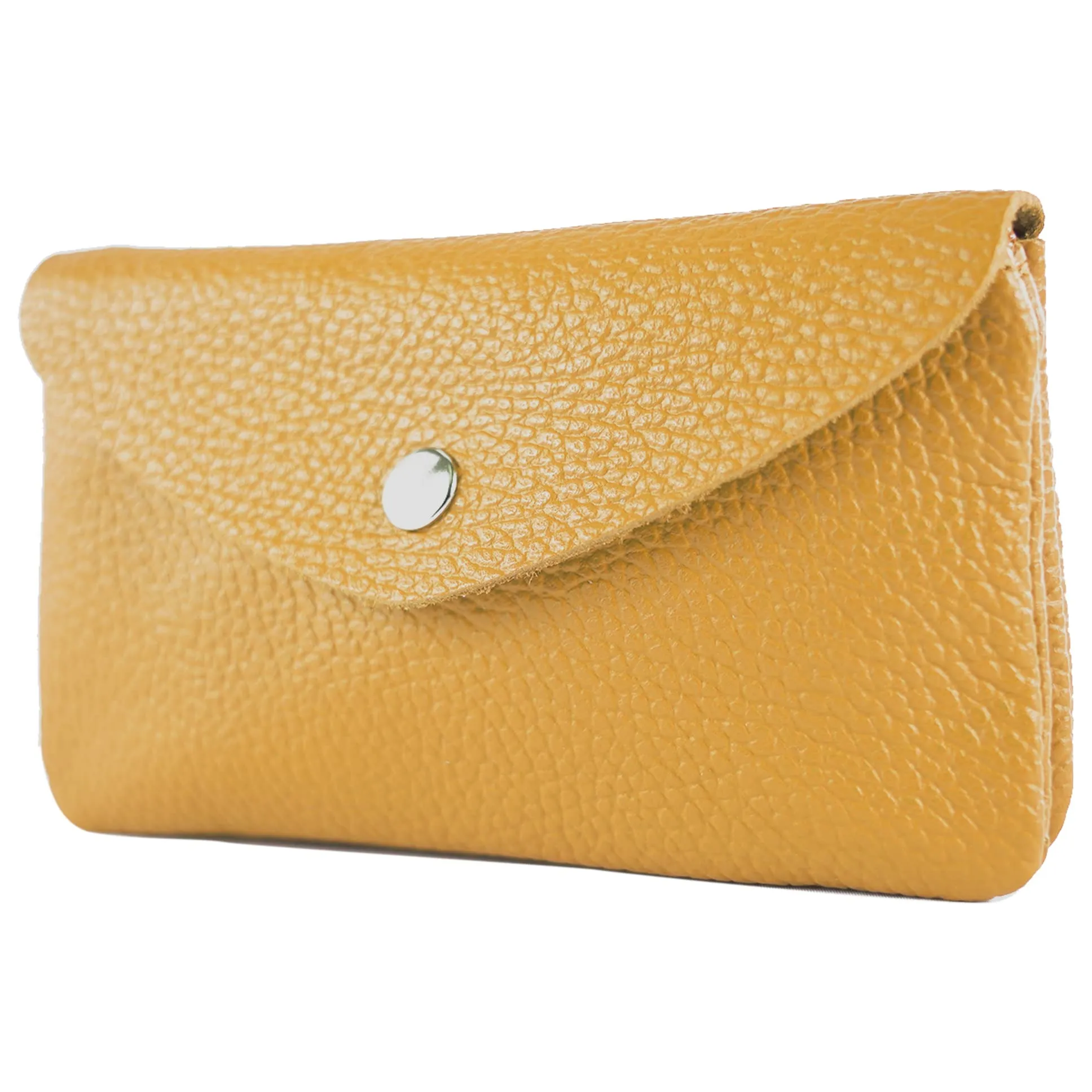 modamoda de P11 Portafoglio da donna in pelle 16x10 cm, fatto a mano in Italia, giallo senape, m