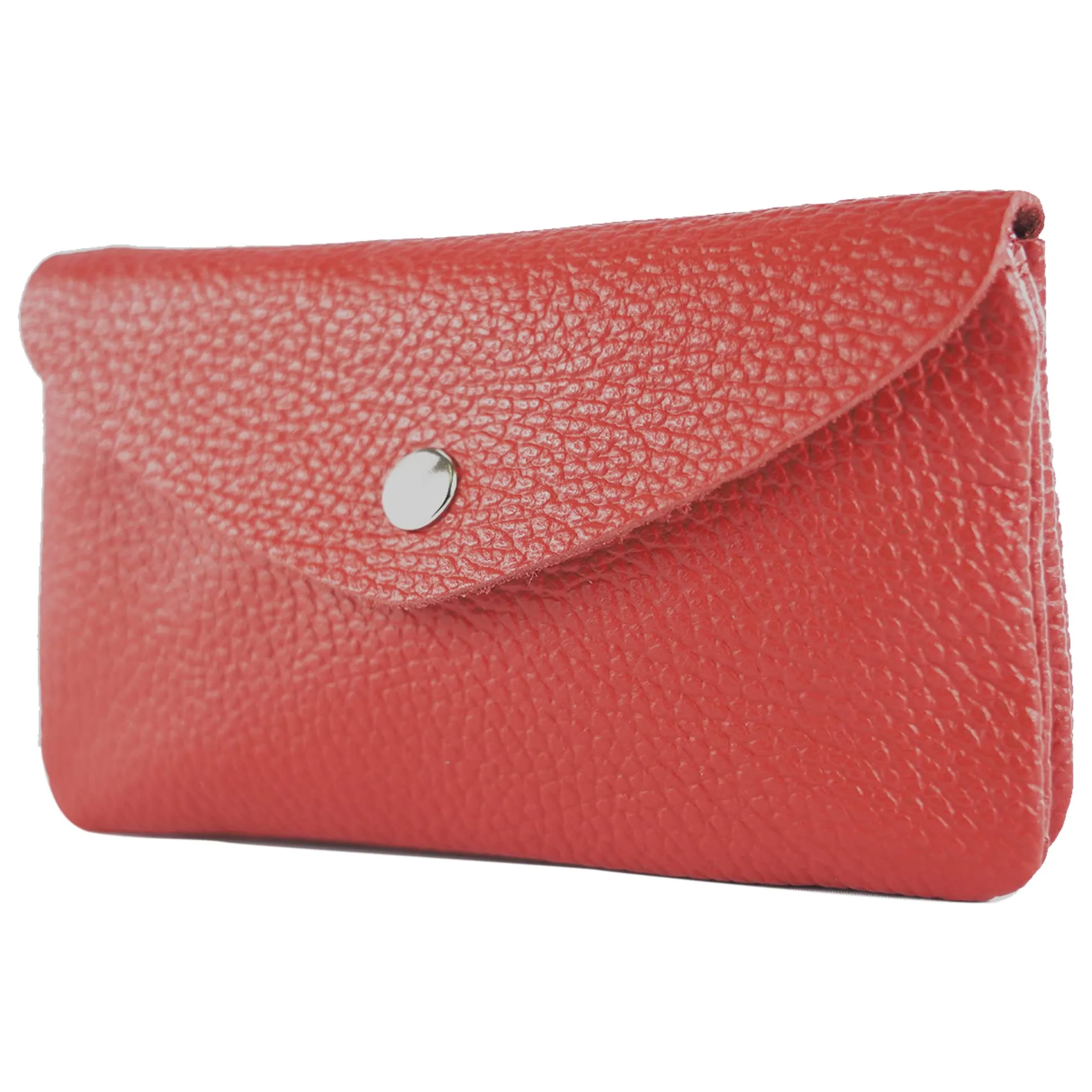 Modamoda de P11 Portafoglio Medio in Pelle Donna Handmade in Italy - Piccolo Portamonete Leggero, Rosso Ciliegia