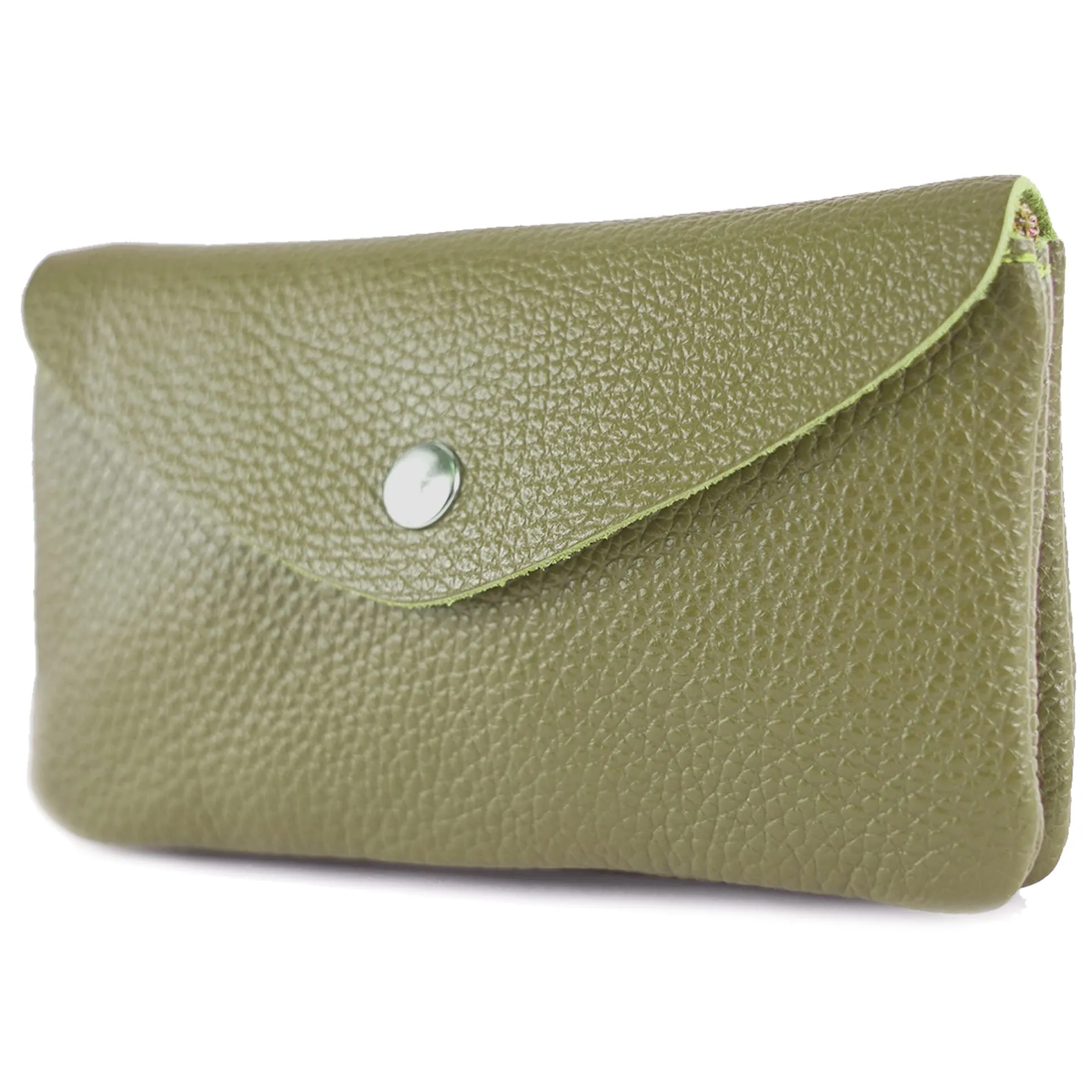 modamoda de P11 Portafoglio da donna in pelle 16x10 cm, fatto a mano in Italia, verde oliva, m