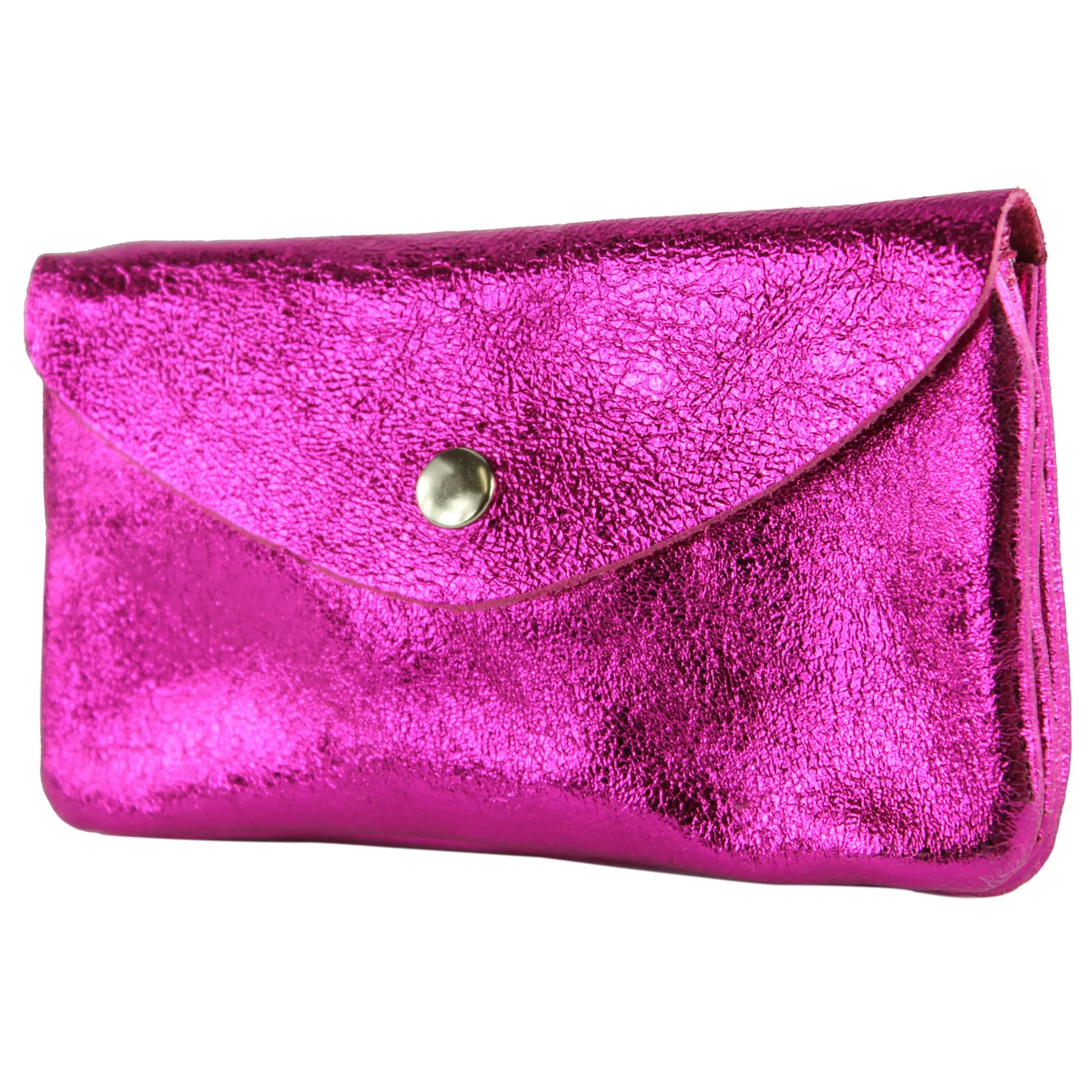 modamoda de - P11 - ital. Portafoglio in pelle da donna medio, Rosa metallizzato, Medium