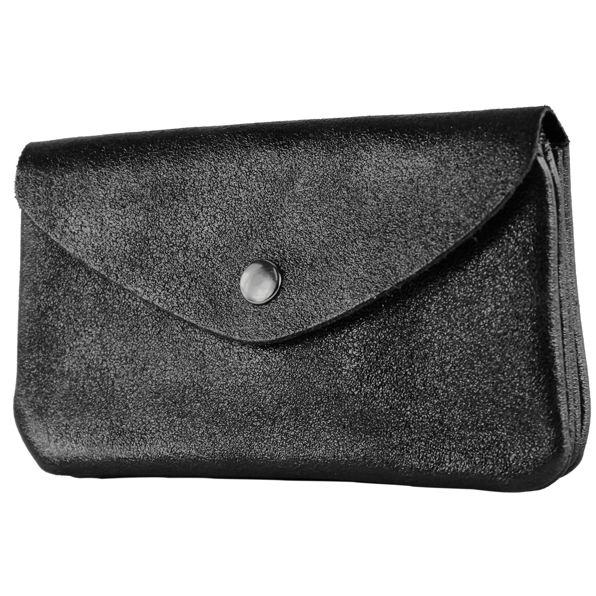 modamoda de - P11 - ital. portafoglio da donna in pelle medio, Nero metallizzato., Design elegante