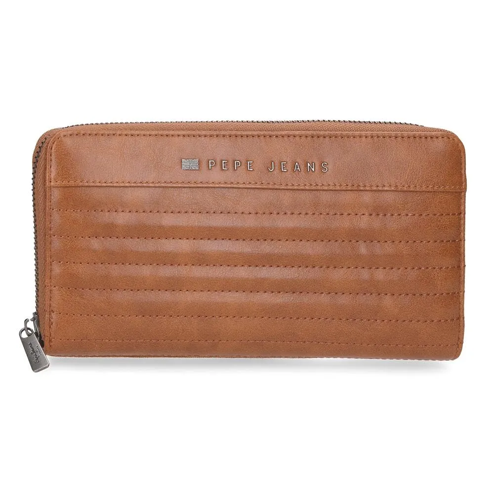 Pepe Jeans Biker Portafoglio con Porta carte di credito Marrone 19,5x10x2 cm Poliestere con dettagli in pelle sintetica by Joumma Bags, marrone, Taglia unica, Portafoglio con porta carte di credito