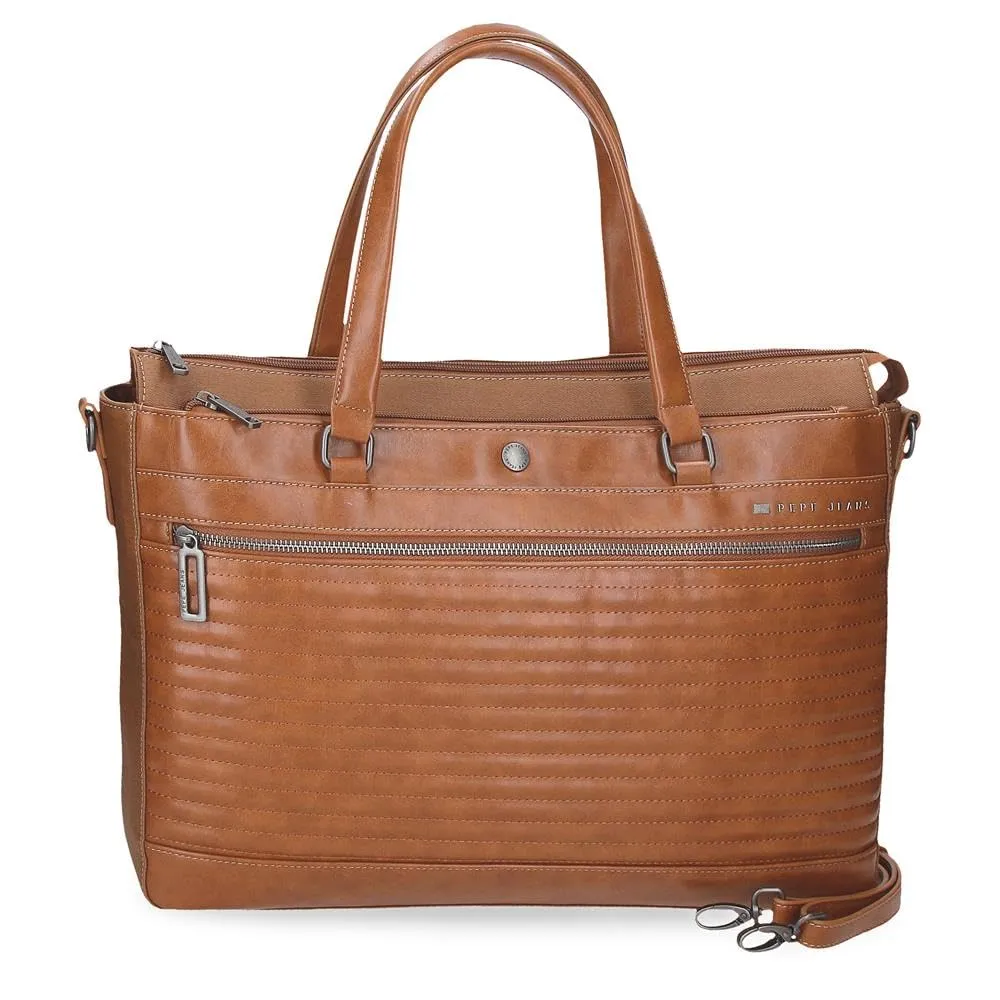 Pepe Jeans Biker Borsa per laptop 15,6 Pollici Marrone 42x27x11 cm Poliestere con dettagli in pelle sintetica by Joumma Bags, marrone, Taglia unica, Borsa per computer portatile