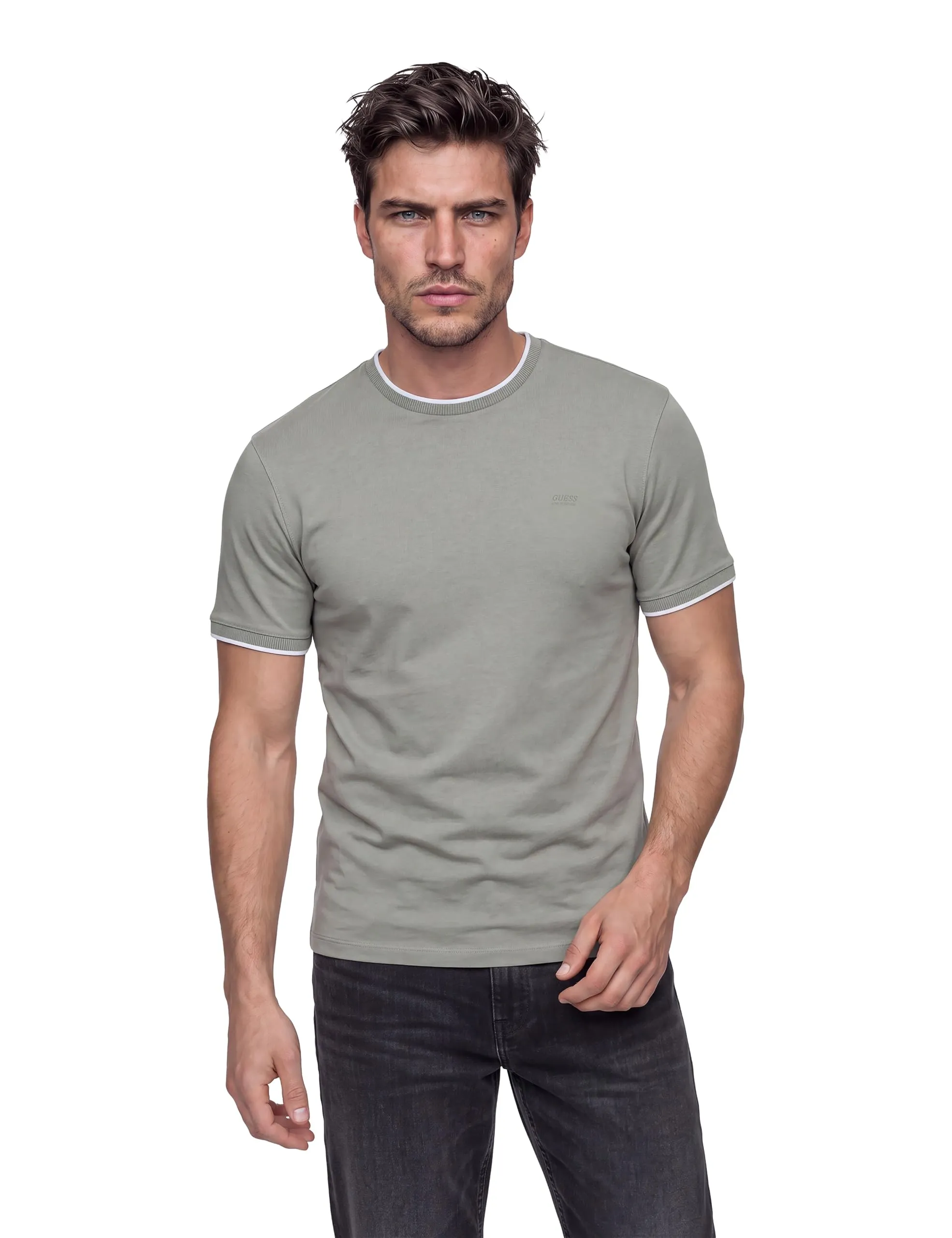 GUESS Detailed Tech Top - in Maglia Uomo Girocollo Regular Fit