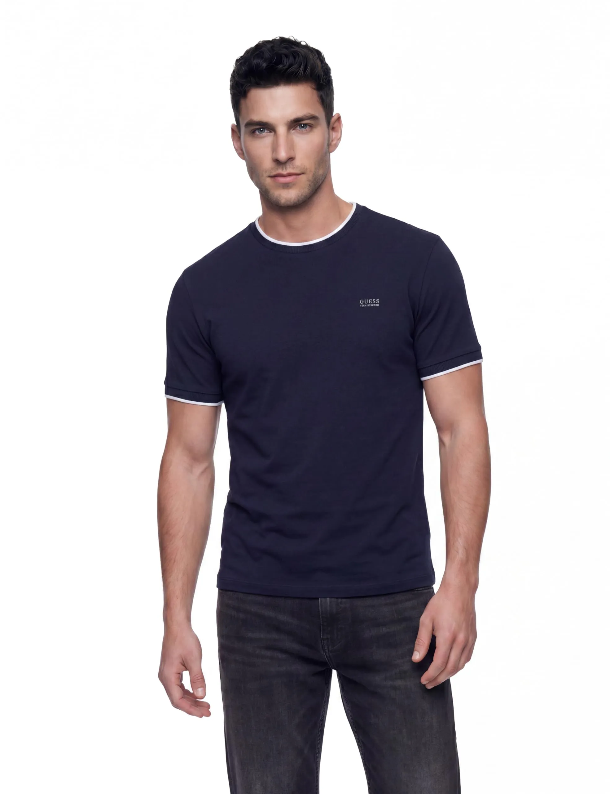 GUESS Detailed Tech Top - in Maglia Uomo Girocollo Regular Fit