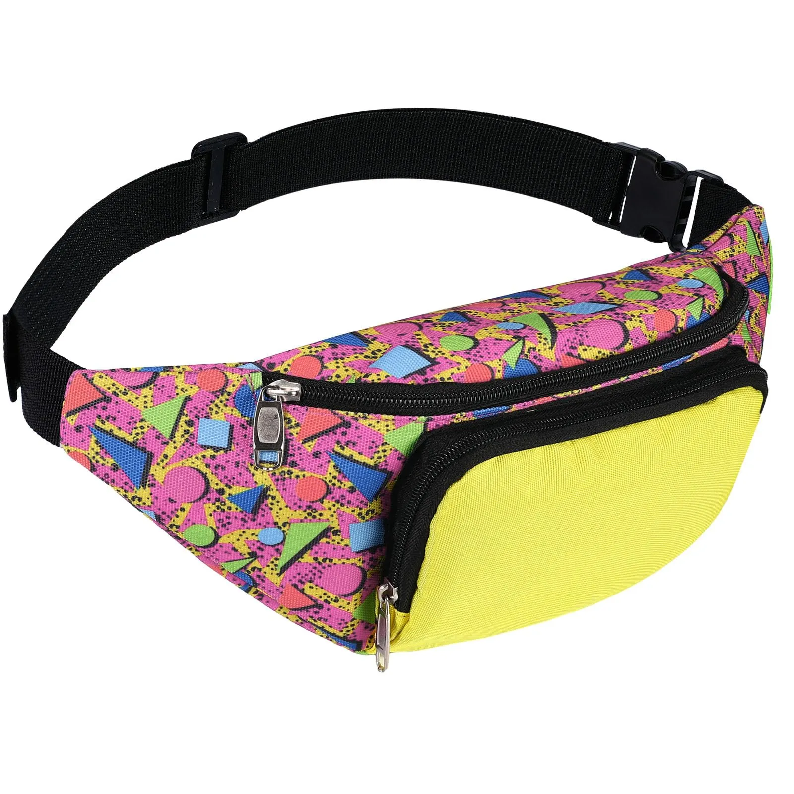 Xuniea Marsupio anni '80 retrò neon con 2 tasch,e borse da cintura anni '90, costumi unisex, marsupi per vacanze, festival a tema anni '80, festa Halloween, Taglia unica
