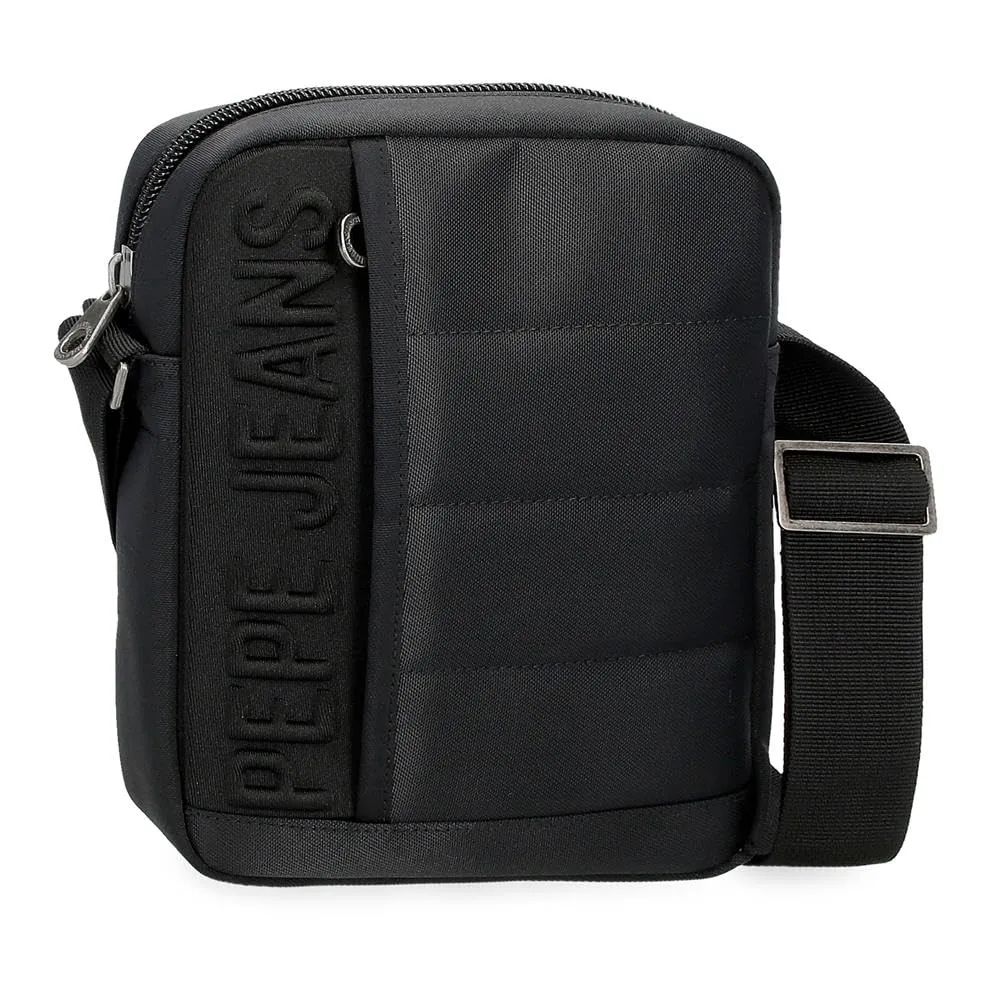 Pepe Jeans Ancor Borsa a tracolla media nera 17 x 22 x 6 cm Poliestere 2,99 L by Joumma Bags, Nero, Taglia unica, Tracolla media