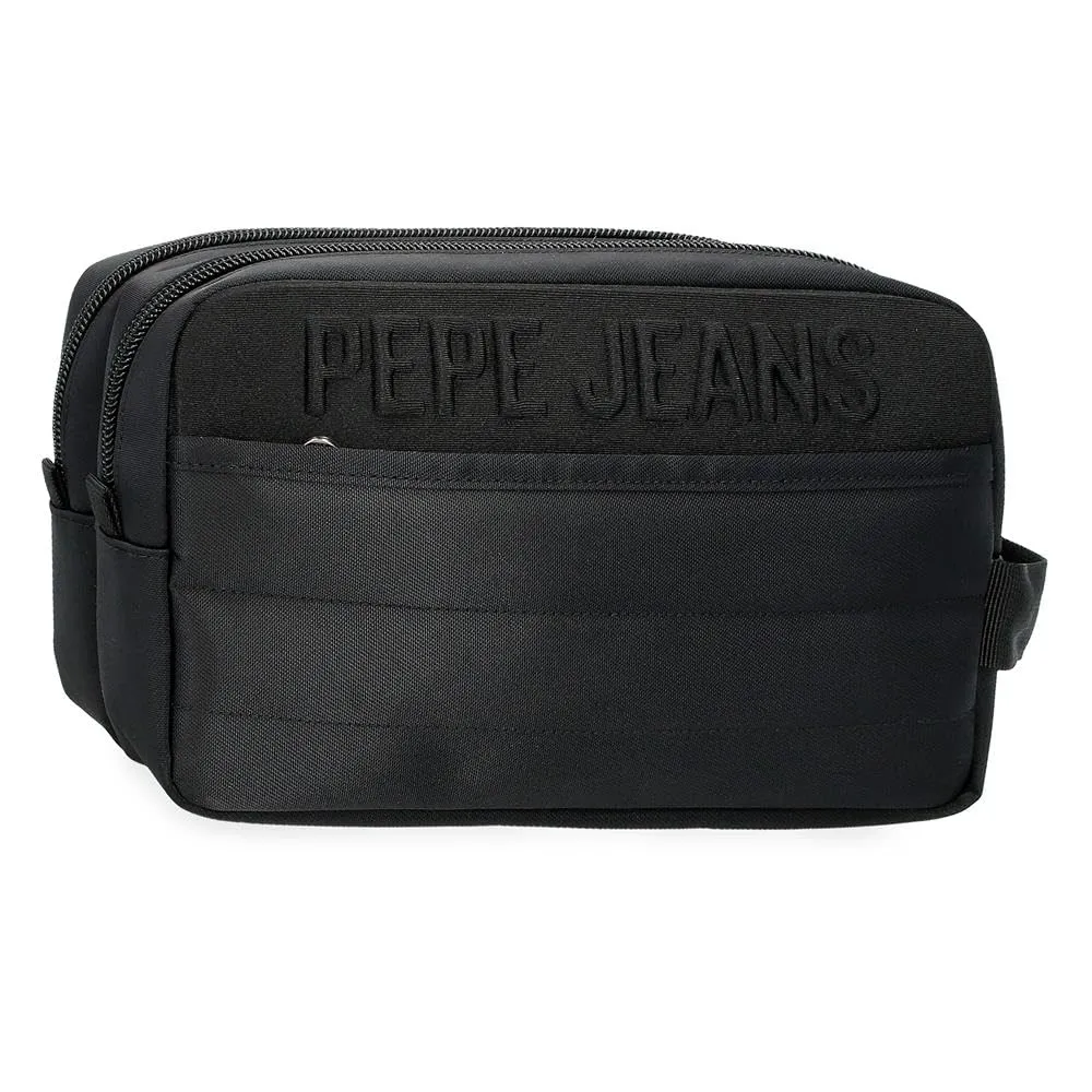 Pepe Jeans Ancor - Beauty case a due scomparti adattabile, nero, 26 x 16 x 12 cm, poliestere 0,38 l by Joumma Bags, Nero, Taglia unica, Beauty case a due scomparti adattabile