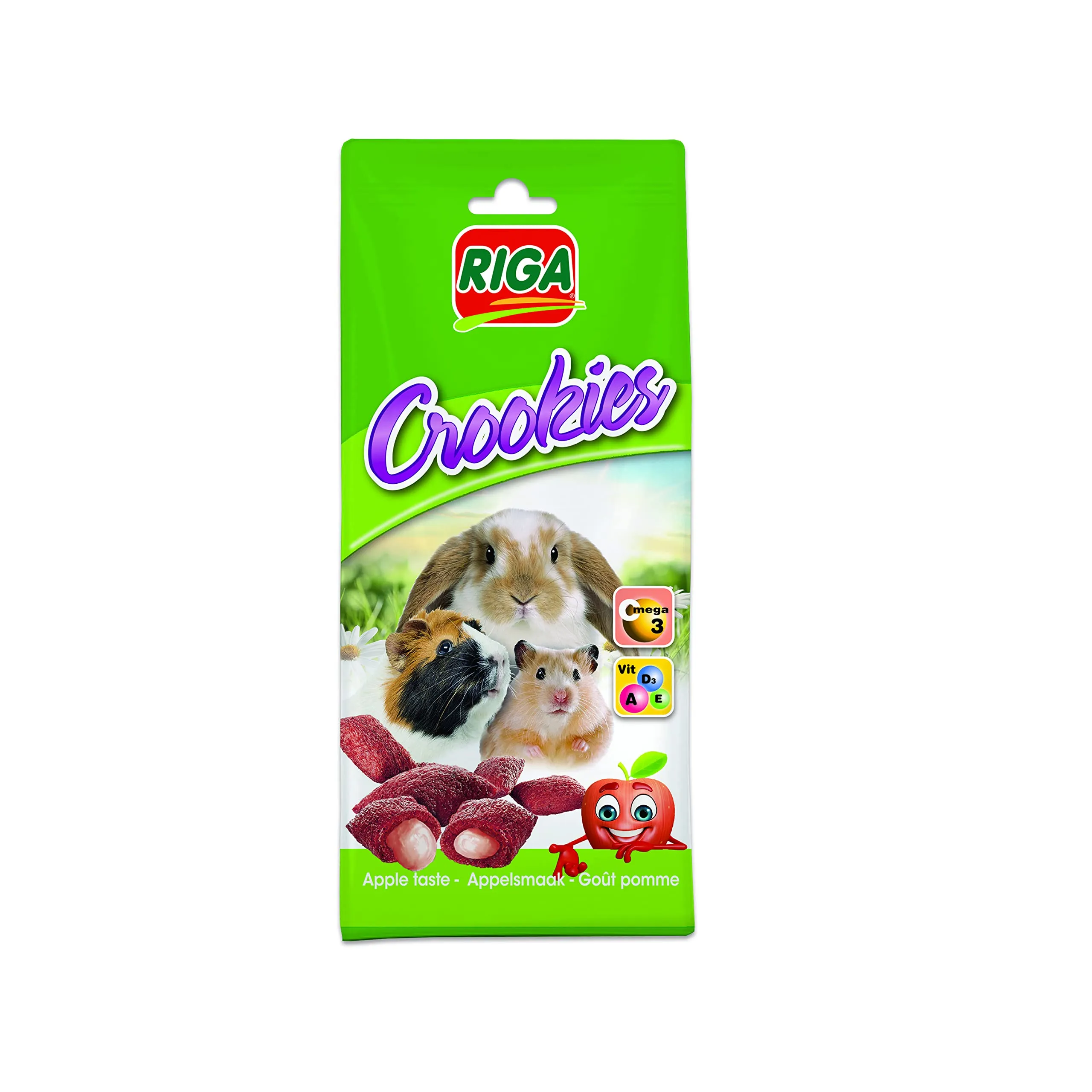 Riga - Crookie di mela - Biscotti croccanti per conigli nani, porcellini d'India e piccoli roditori - Ricchi di vitamine e Omega 3-50 g