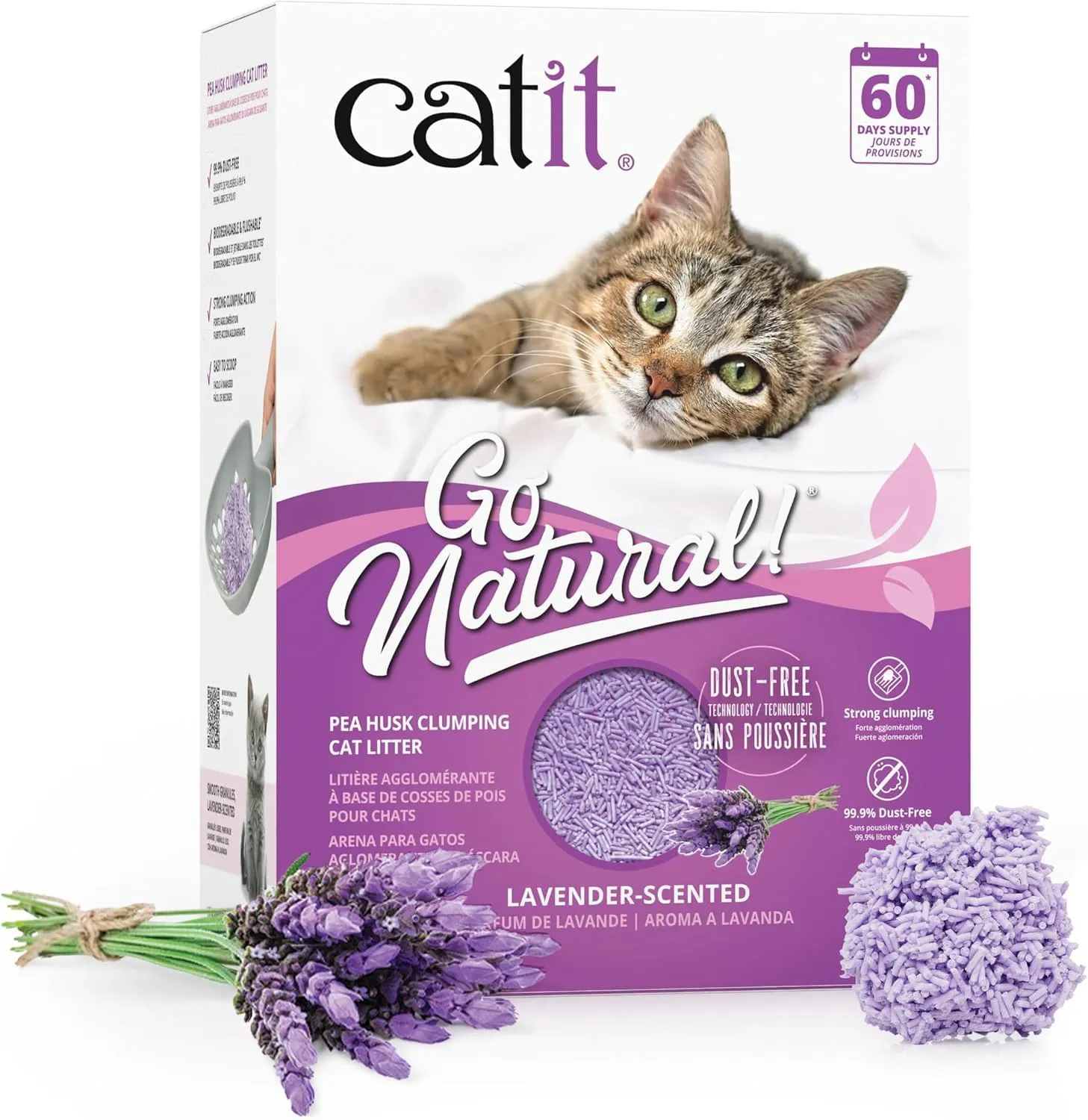 Catit diventa naturale! Clumping Pea Pod Lettiera per gatti al profumo di lavanda 2 x 2,8 kg (5,6 kg)