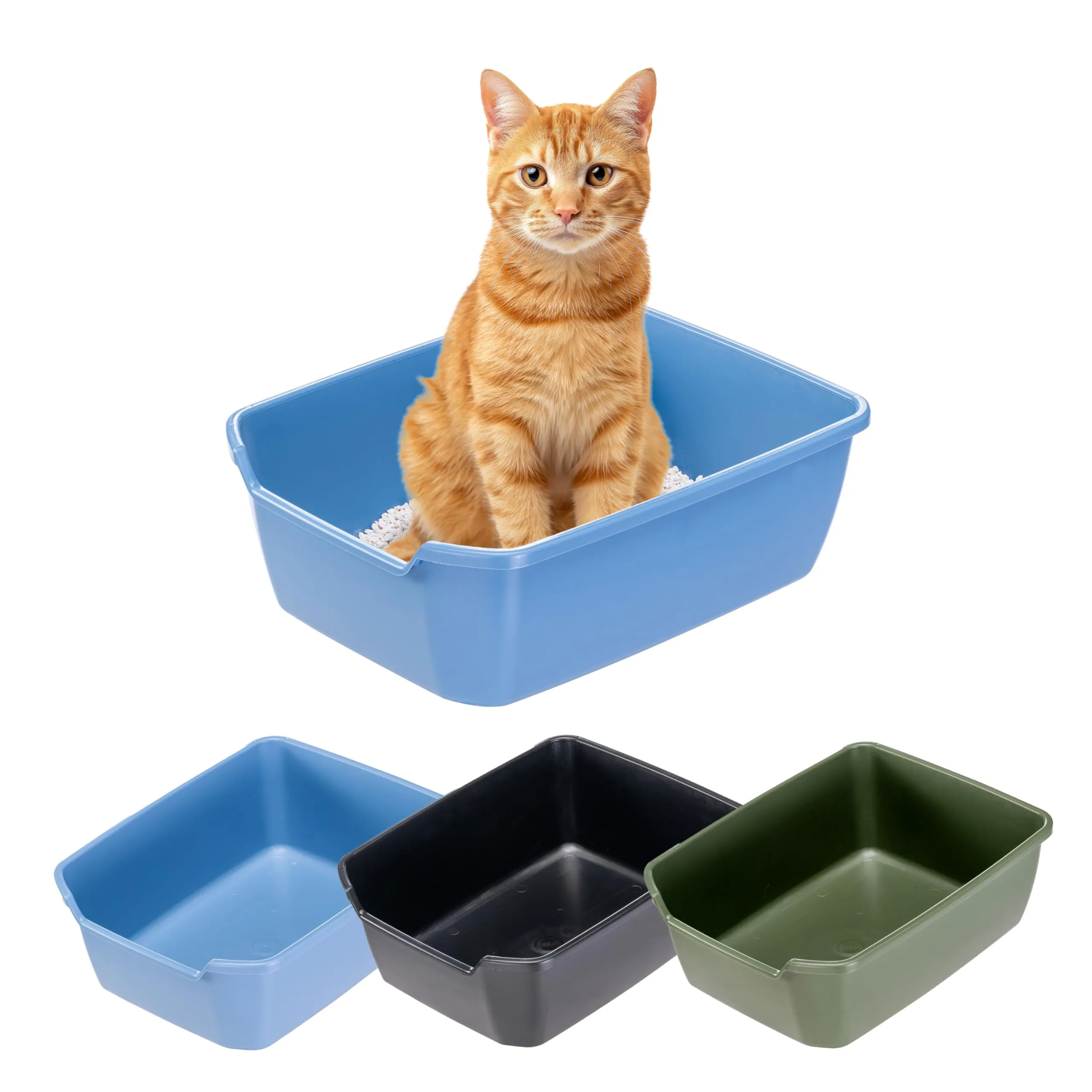Ferplast Lettiera Gatto, Toilette per Gatti Grandi, in Plastica con Bordi Alti, Facile e Veloce da Pulire L 46 x W 36 x H 16,2 cm, Vari Colori