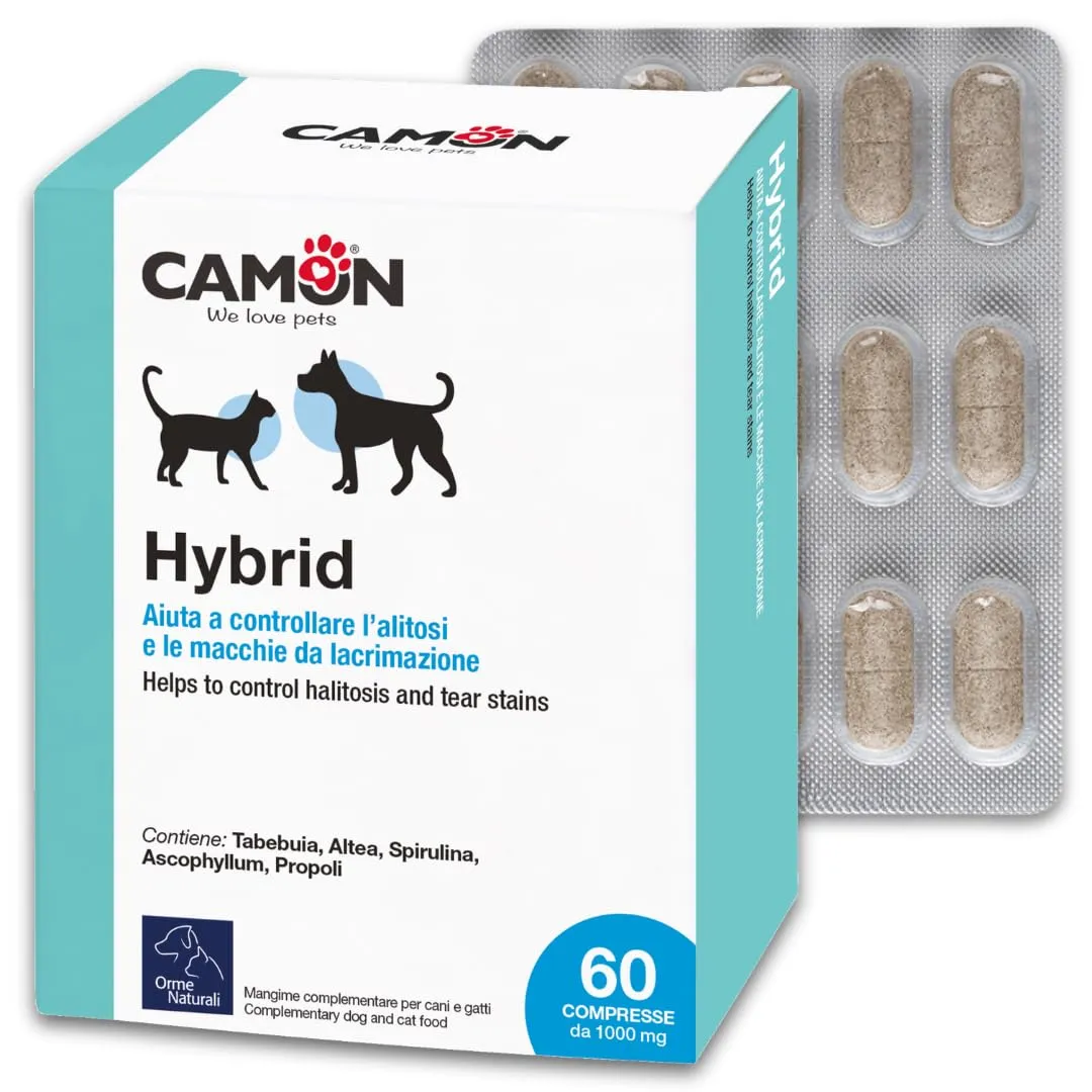 CAMON | Hybrid, Controlla e Previene l'Alitosi di Cani e Gatti, Mantiene il Ph Fisiologico delle Mucose, 60 Compresse