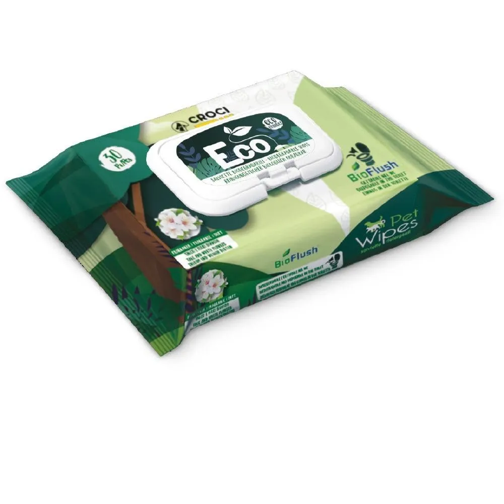 Croci - Salviette Umidificate Cane e Gatto, profumo Talco e Fiori, 30 pezzi
