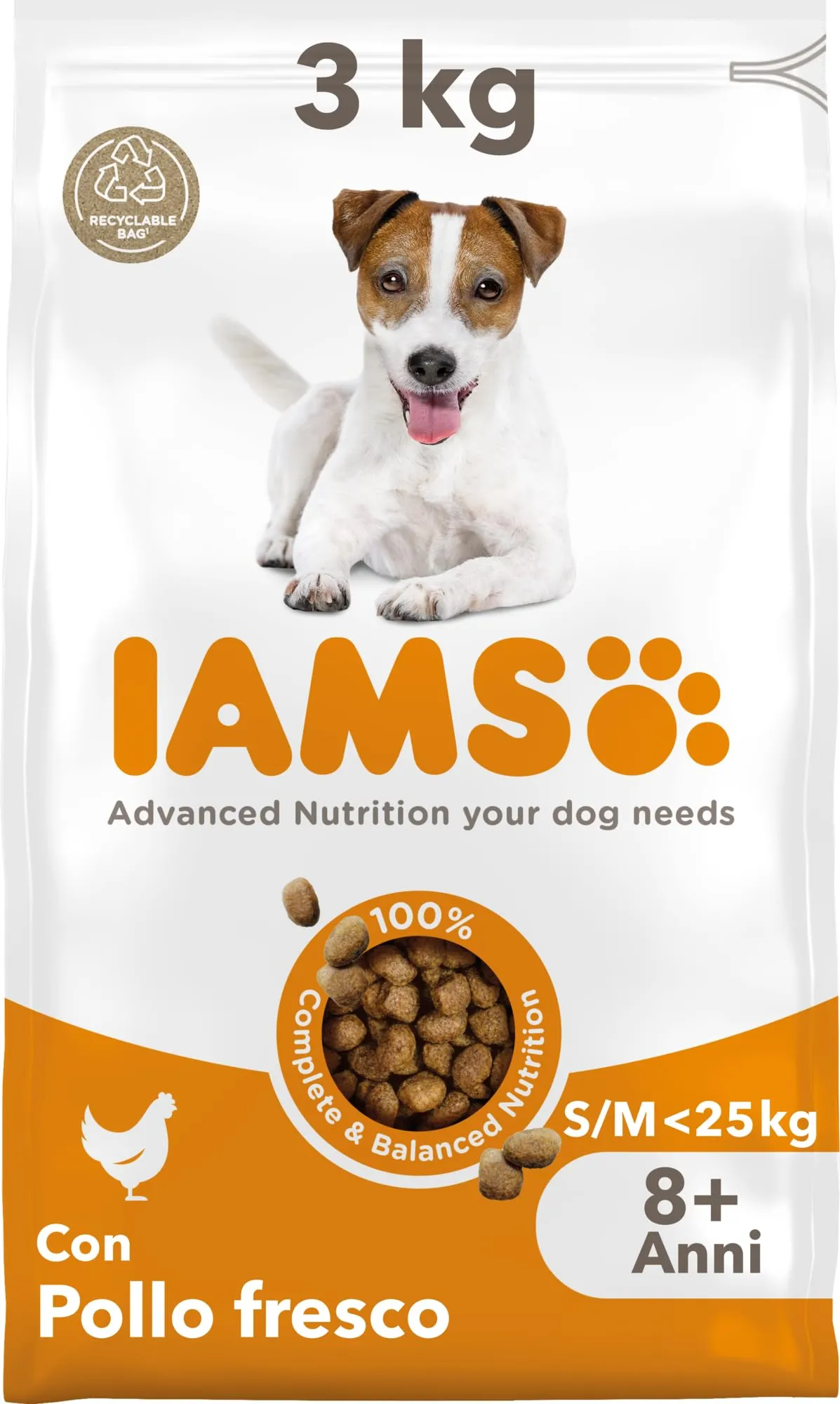 IAMS Cibo secco per cani anziani piccola/media con pollo, 3 kg