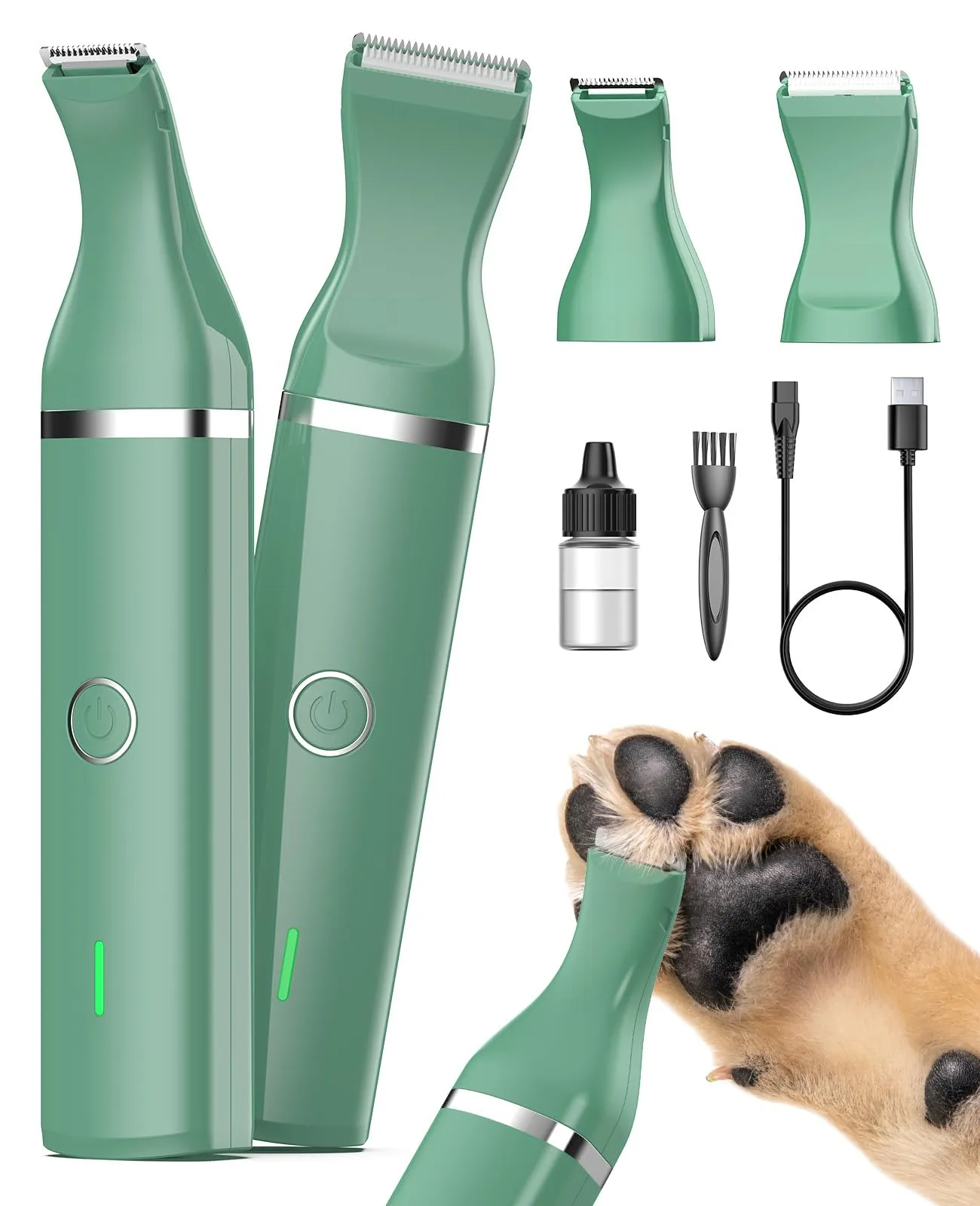 oneisall Tosatrice per cani Tosatrice a basso rumore Tosatrice per cani per gatti zampe, occhi, orecchie, viso, corpo (Verde)
