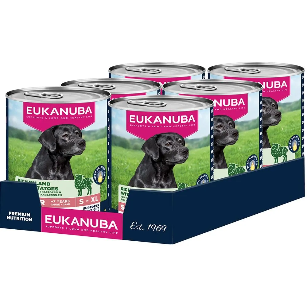EUKANUBA Cibo umido cani anziani con agnello e patate, 6 x 400 g