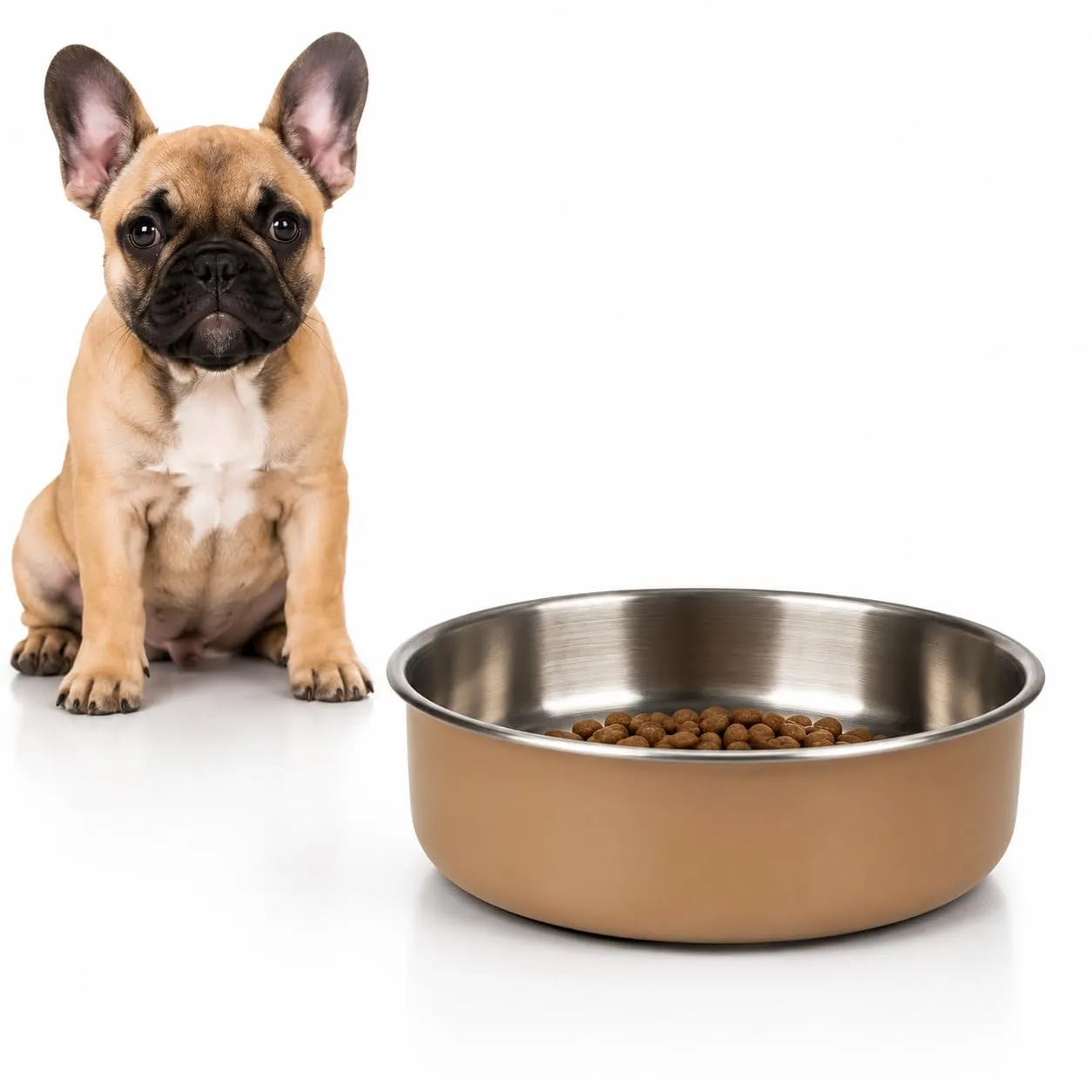 ciotola per cani - ciotola Yumi beige in acciaio inox - elegante e resistente - 680ml