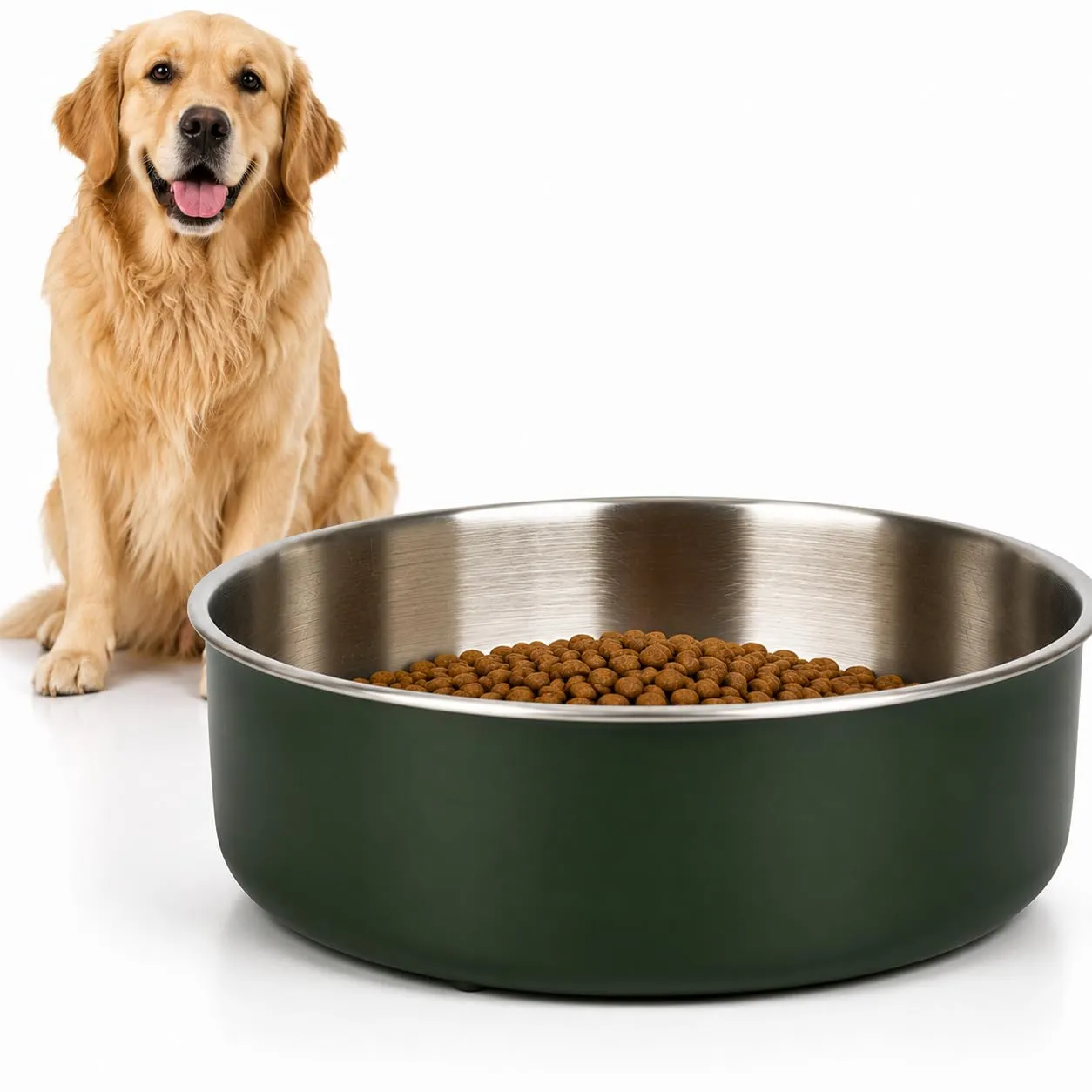 ciotola per cani - grande ciotola Yumi verde premium - interno spazzolato - 1,55L