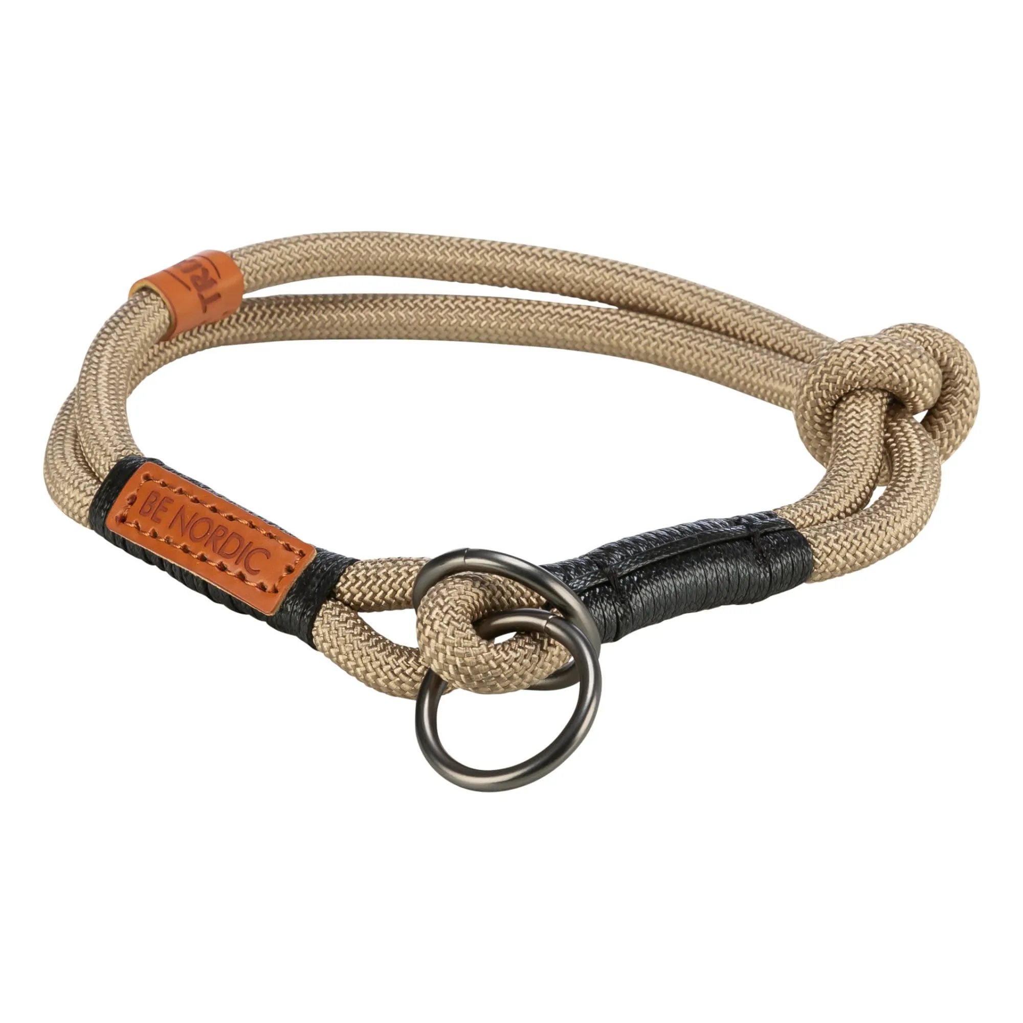 TRIXIE Collare per cani BE Nordic S-M Sabbia/Nero – Comodo collare per cani di piccola e media taglia con limitatore di trazione – Robusto ed elegante – 17264