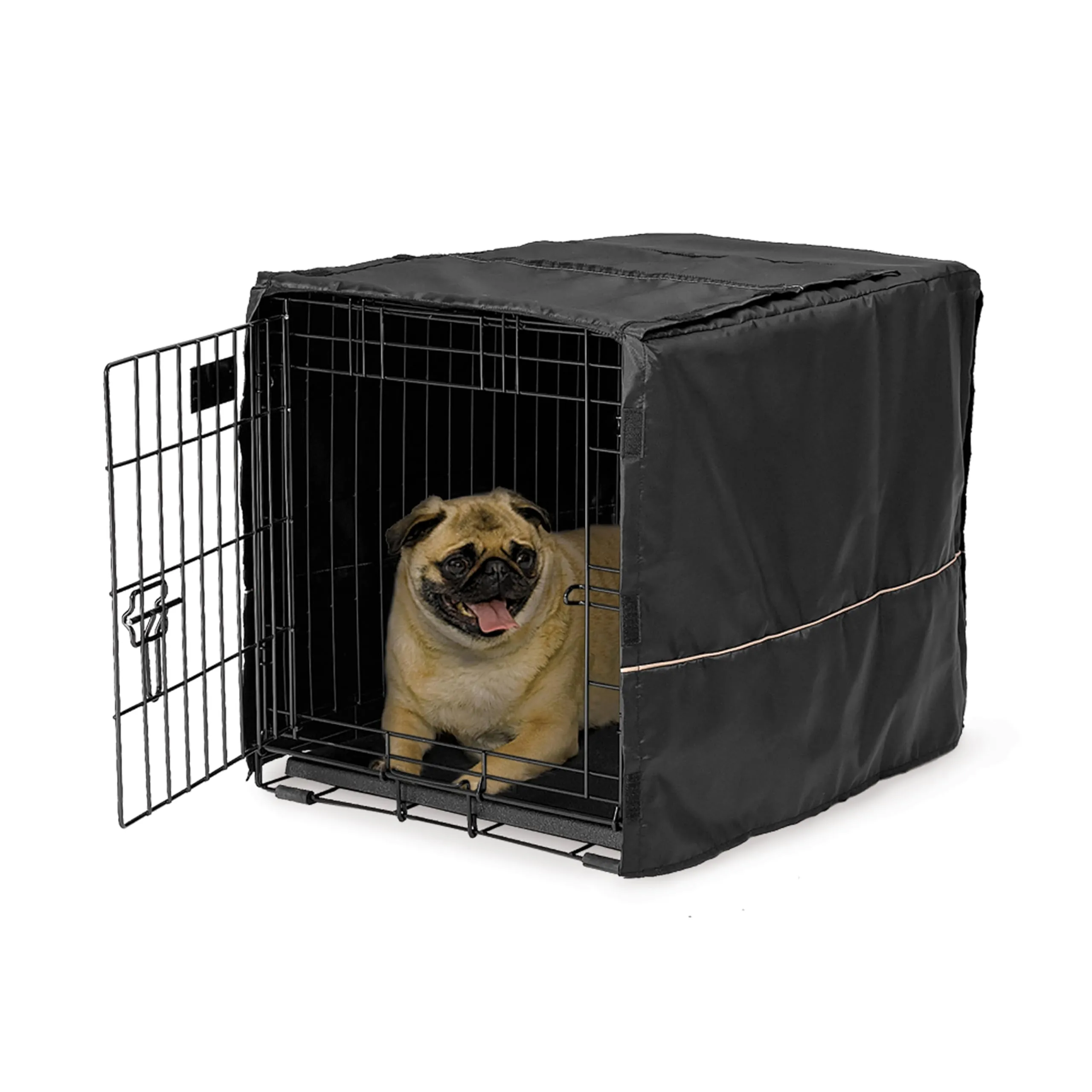 MidWest Homes for Pets Copertura per gabbia per cani piccoli, in poliestere nero, adatta alla maggior parte delle casse da 61 cm, lavabile in lavatrice, riduce l'abbaiare e la masticazione