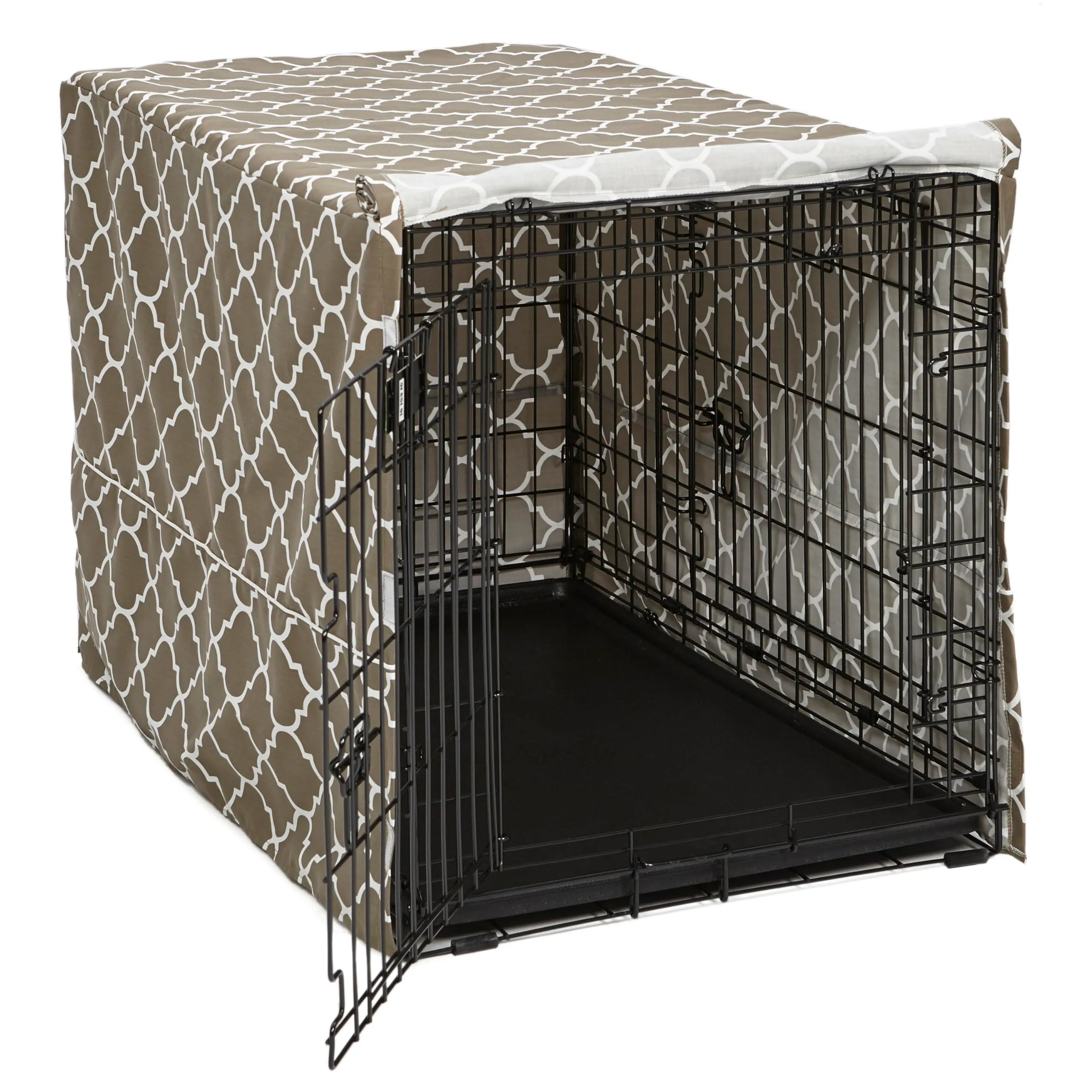 MidWest Homes for Pets Copertura per gabbie per cani, con protezione in Teflon, in policotone, adatta alla maggior parte delle gabbie da 91 cm, stampa marrone, lavabile, riduce l'abbaiare