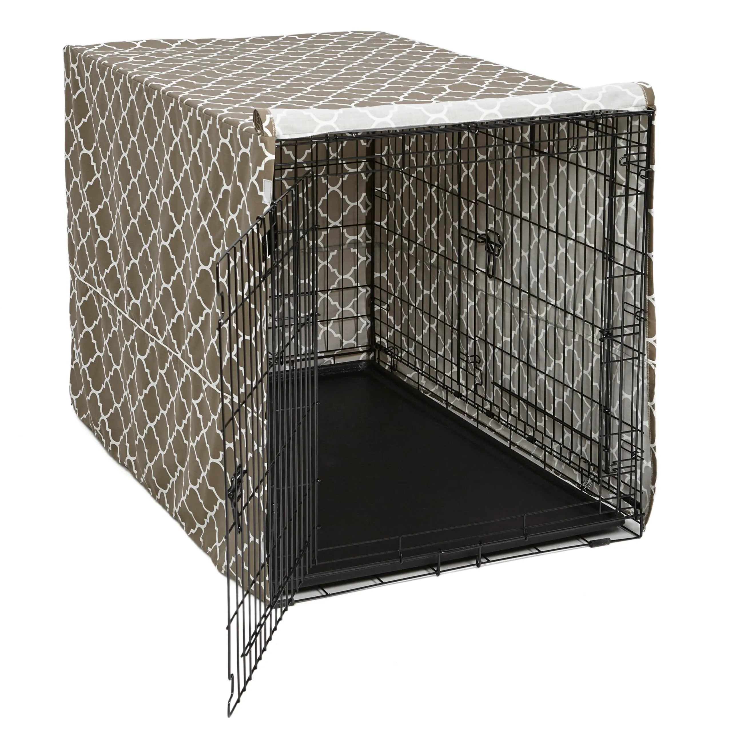 MidWest Homes for Pets Copertura per gabbie per cani XL, con protezione in Teflon, in policotone, adatta alla maggior parte delle gabbie da 122 cm, stampa marrone, lavabile, riduce l'abbaiare