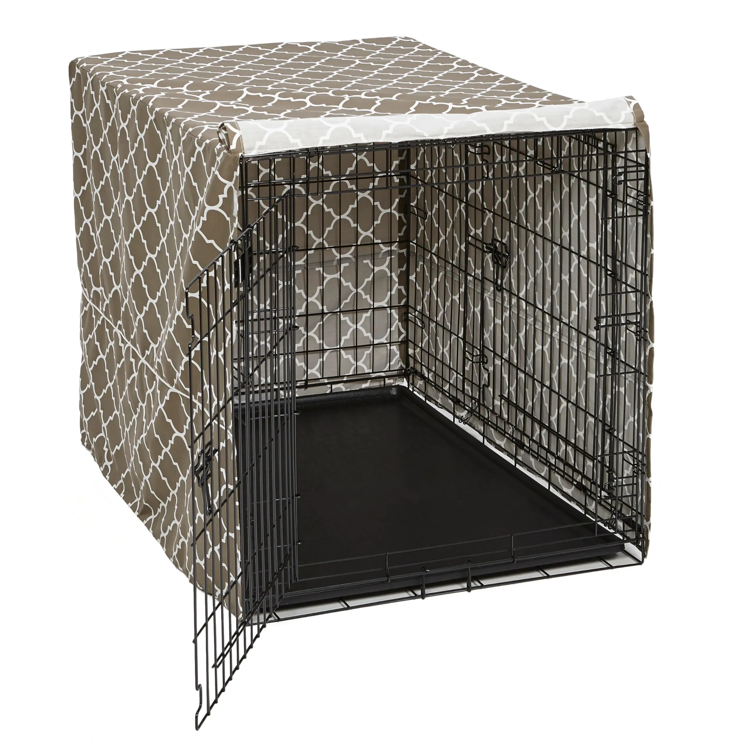 MidWest Homes for Pets CVR42T-BR Copertura per gabbie per cani grandi, protezione in teflon, policotone, per la maggior parte delle gabbie da 106 cm, stampa marrone, lavabile, riduce l'abbaiamento