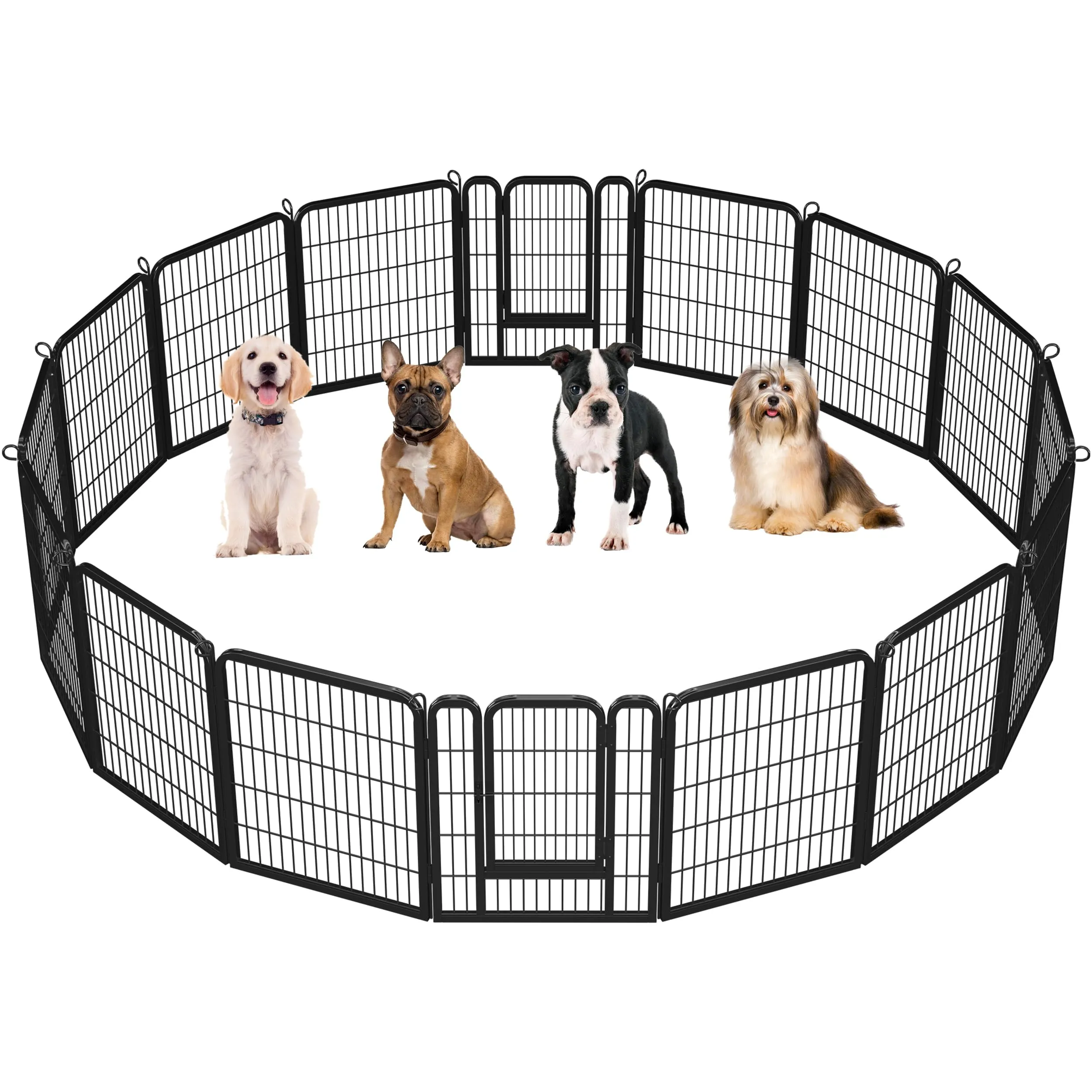 Yaheetech Recinto per Cani 16 Pannelli 65 x 80 cm in Metallo Nero