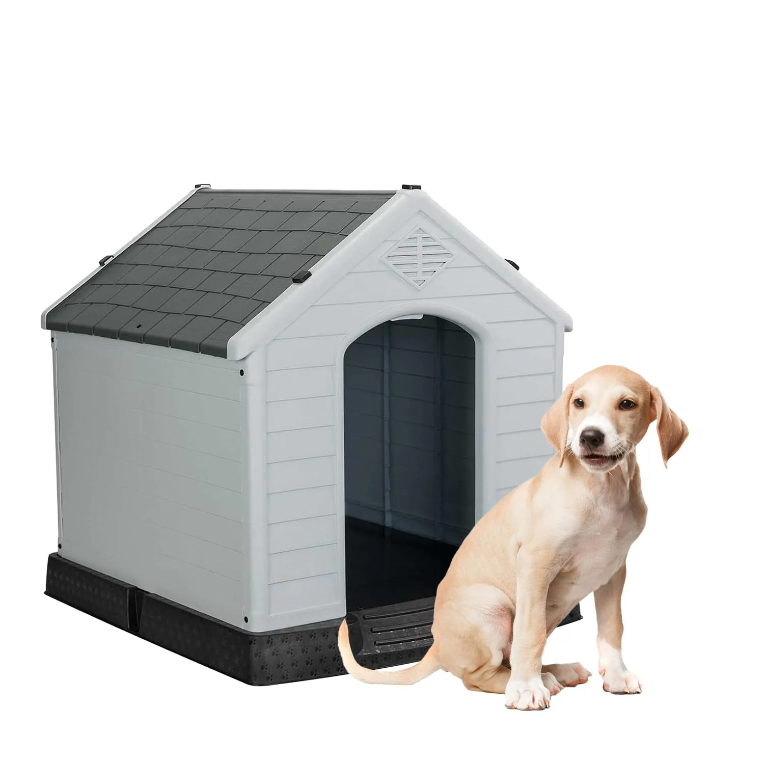 AQPET Cuccia Cani in Plastica M, Pavimento Rialzato, 87x78x81 cm, Grigio