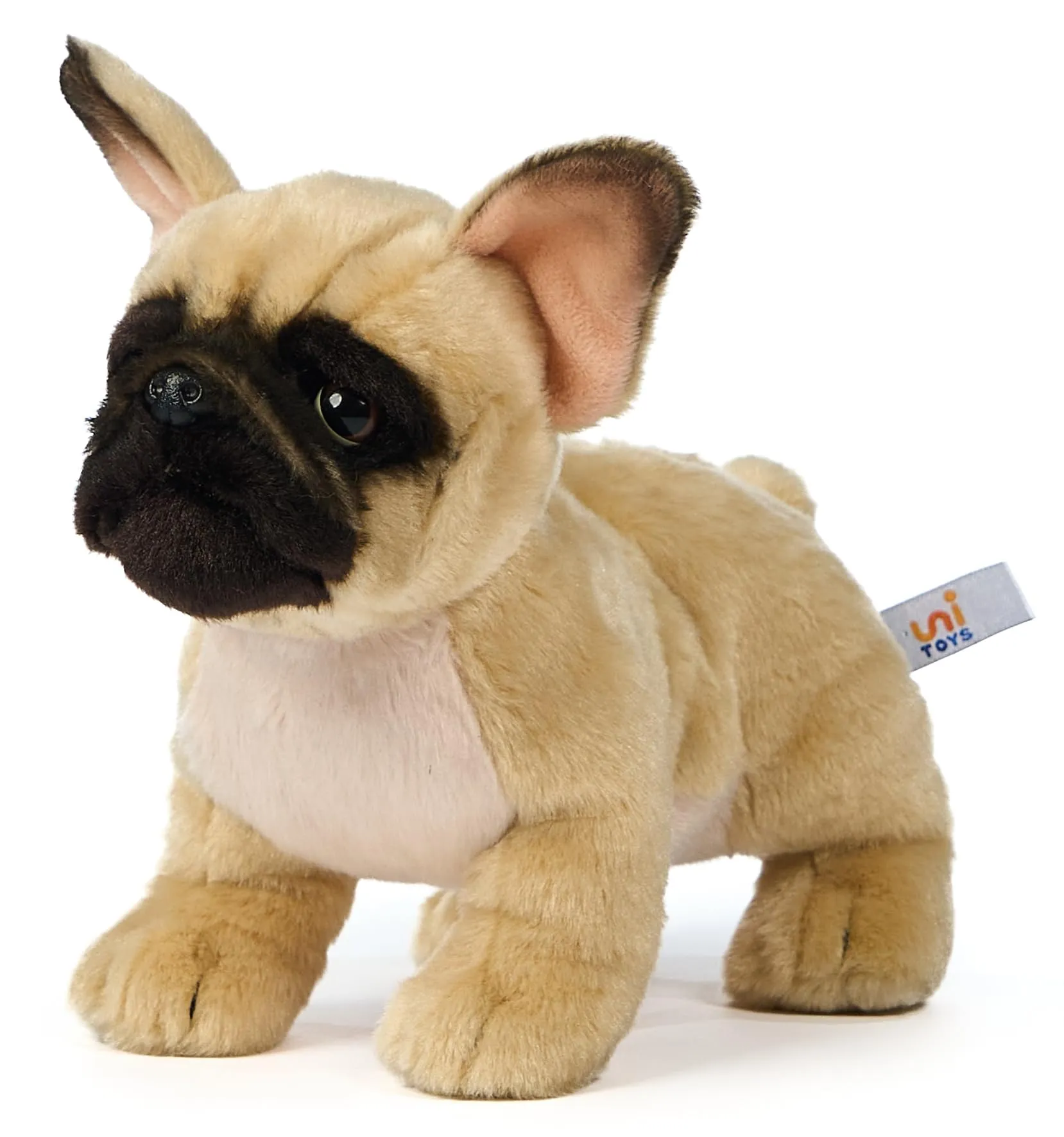 Uni-Toys - Bulldog francese (beige) - Senza guinzaglio - 26 cm (lunghezza) - cane di peluche - peluche peluche