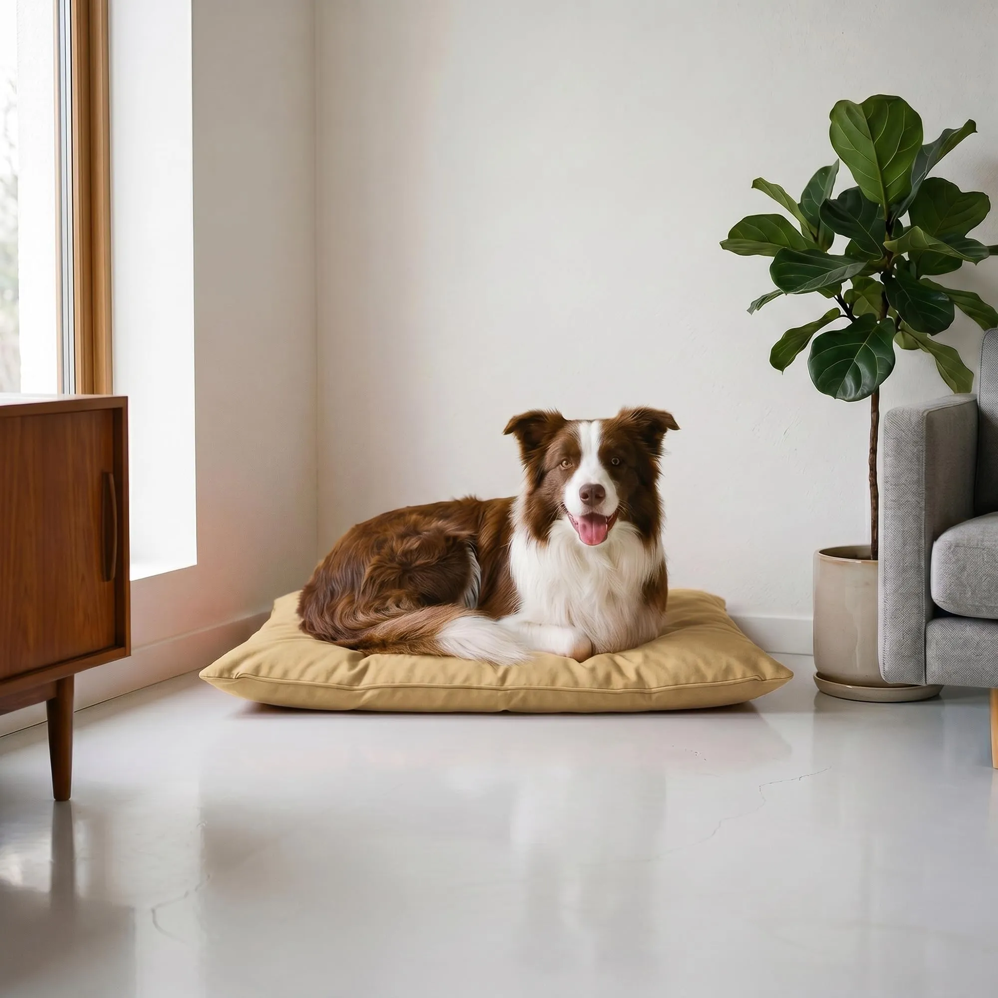 Maxy Cuscinone Cane e Gatto ELEGANT – Cuscino per Animali Domestici Imbottito e Trapuntato, in Microfibra, 60x100 cm, Materassino Morbido e Confortevole per Cani Taglia Piccola/Media/Grande, Panna
