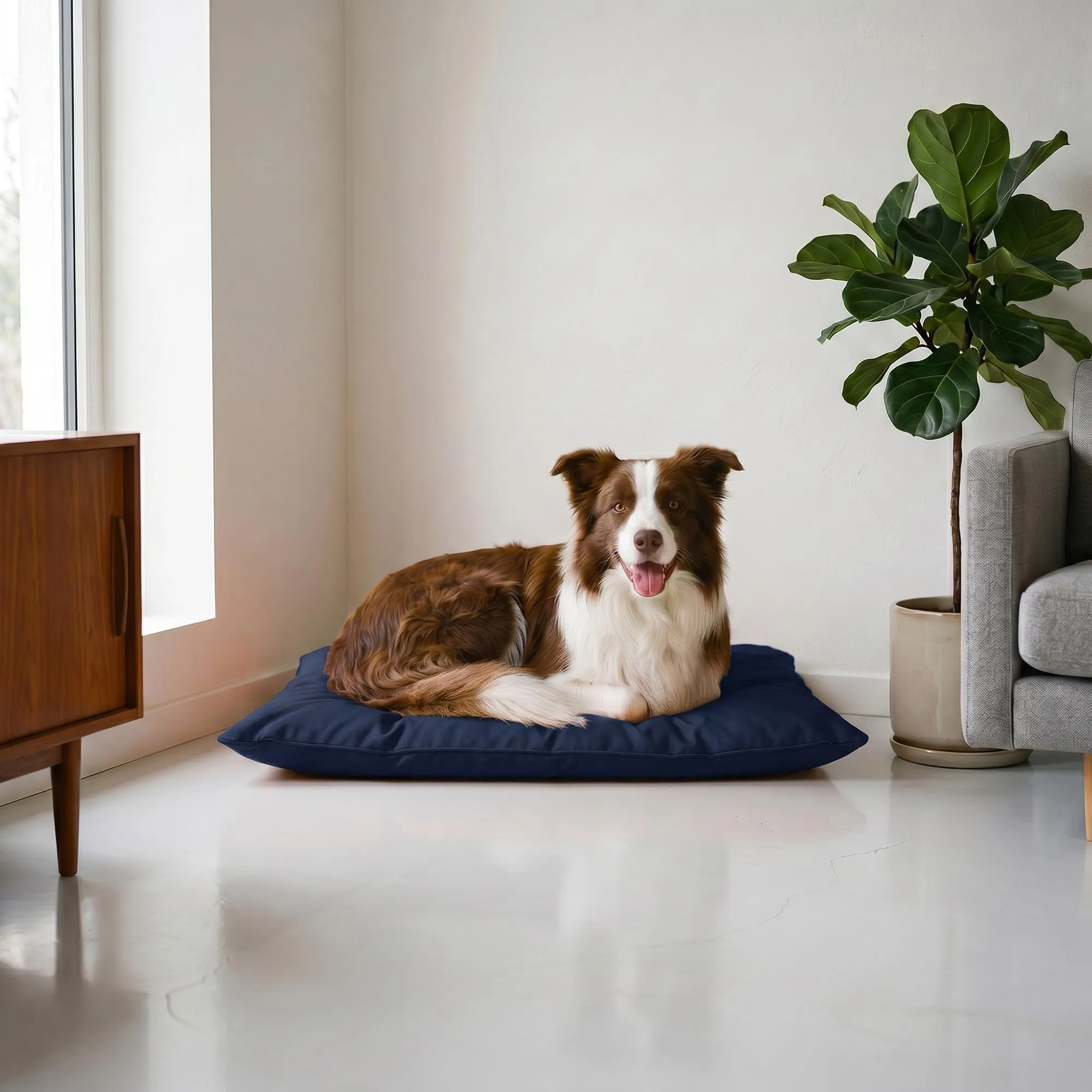 Maxy Cuscinone Cane e Gatto ELEGANT – Cuscino per Animali Domestici Imbottito e Trapuntato, in Microfibra, 60x100 cm, Materassino Morbido e Confortevole per Cani Taglia Piccola/Media/Grande, Blu Scuro