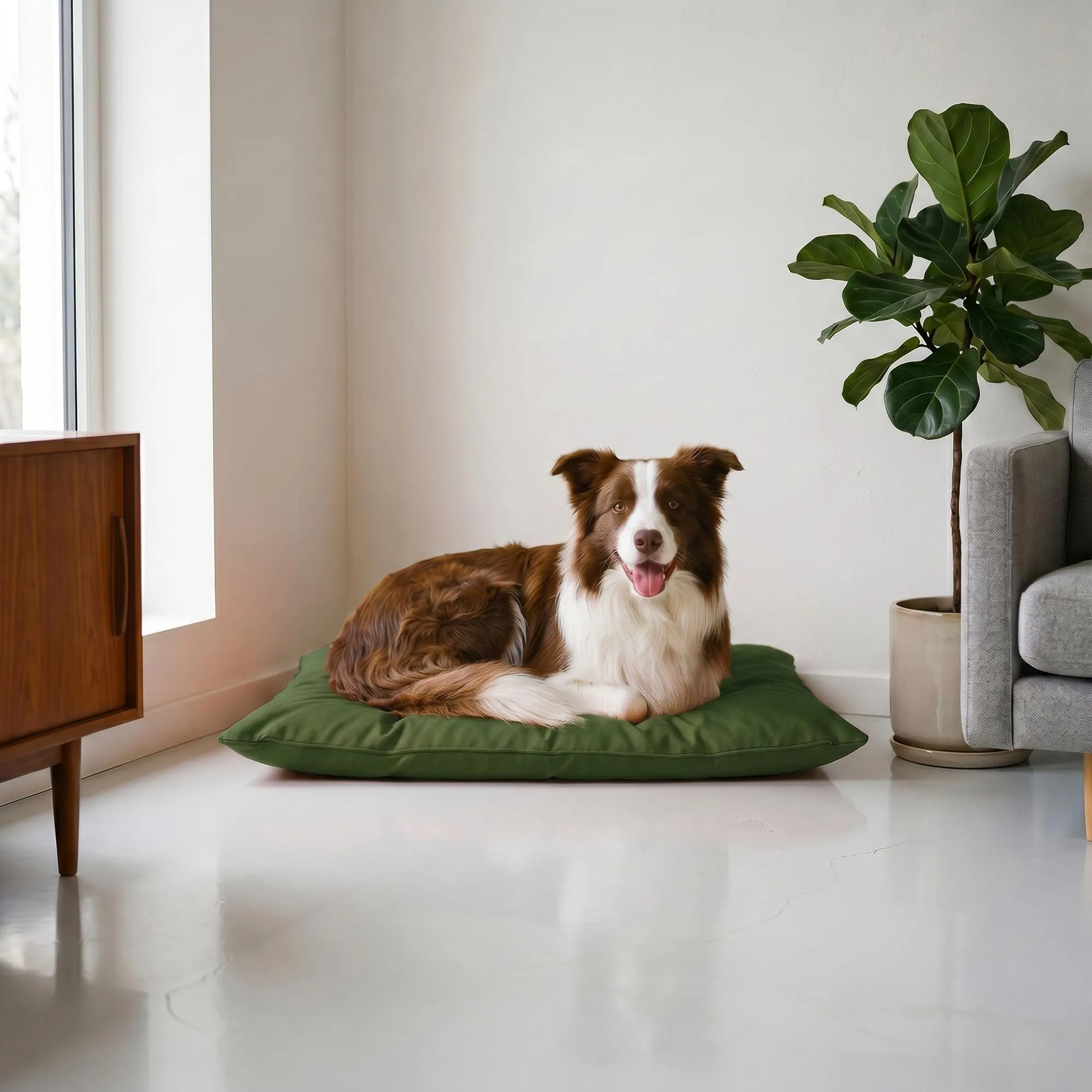 Maxy Cuscinone Cane e Gatto ELEGANT – Cuscino per Animali Domestici Imbottito e Trapuntato, in Microfibra, 60x100 cm, Materassino Confortevole per Cani Taglia Piccola/Media/Grande, Verde Scuro