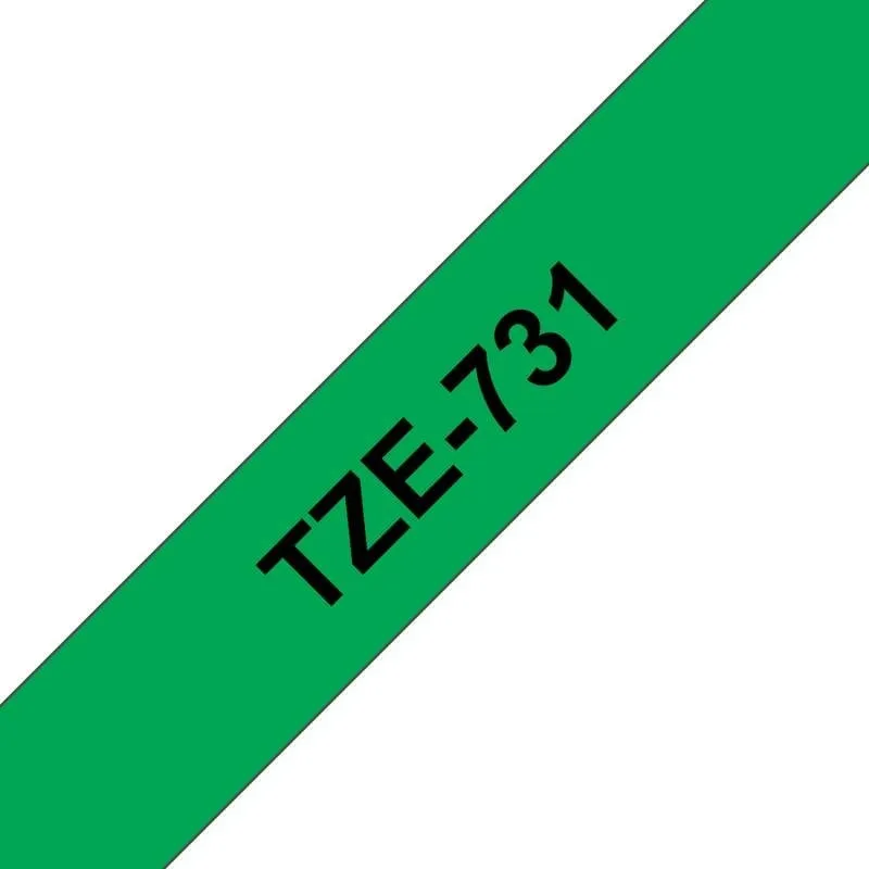 Nastro per stampanti etichette Brother TZe 12mm Nero su verde 8m