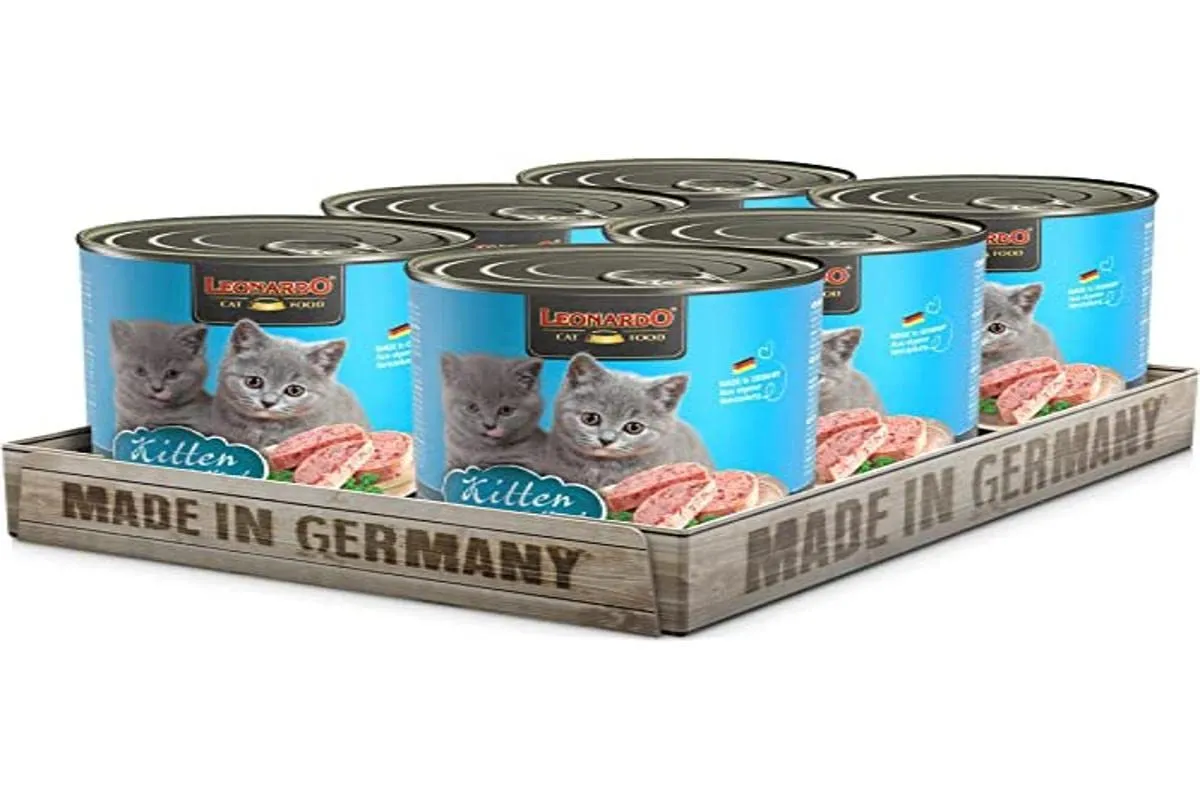 Leonardo Cibo umido [6x800g Kitten] | Cibo umido senza cereali per gatti | Alimento completo umido in lattina