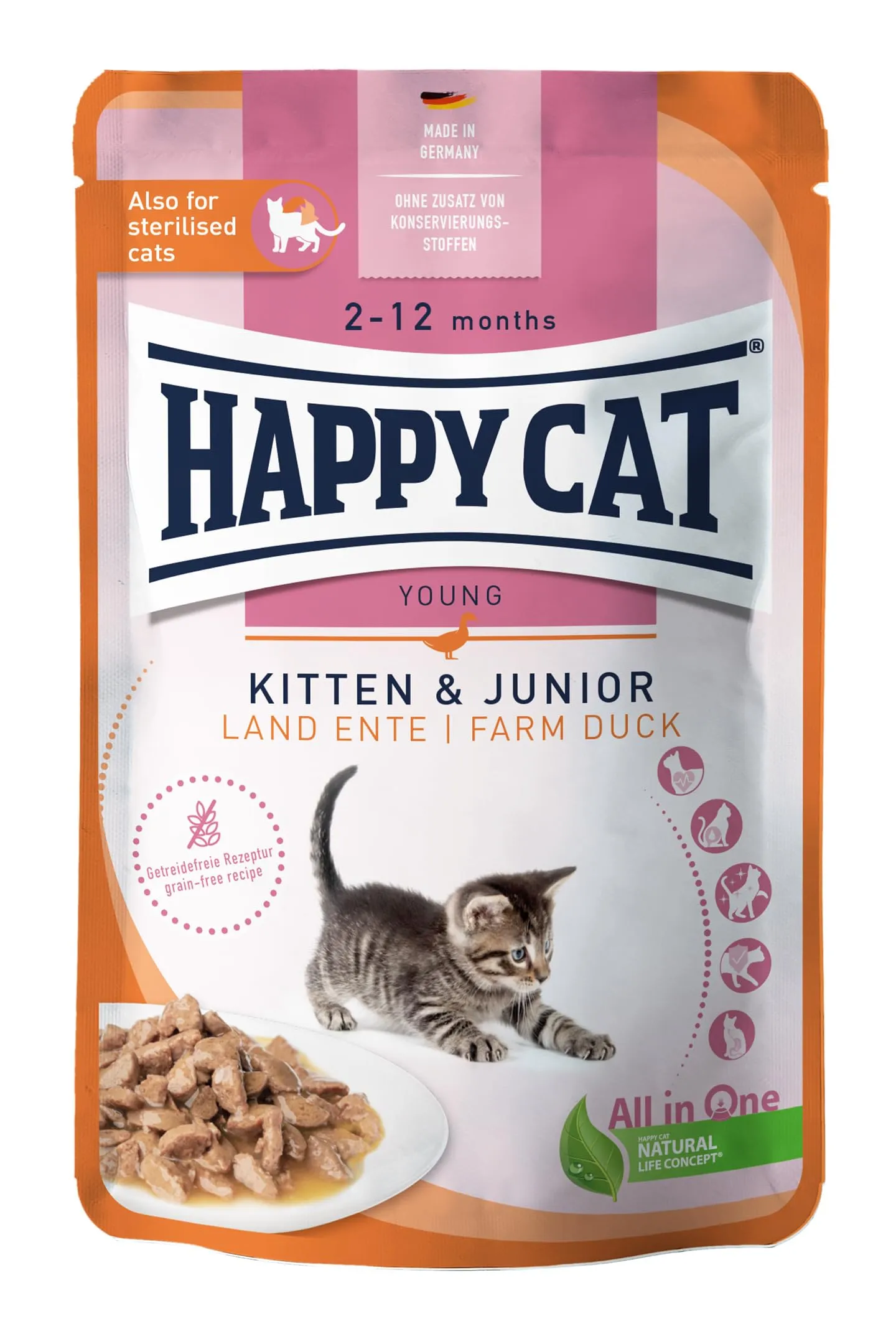 Happy Cat Young Meat in salsa Kitten & Junior Land Anatra Pouch 85 g