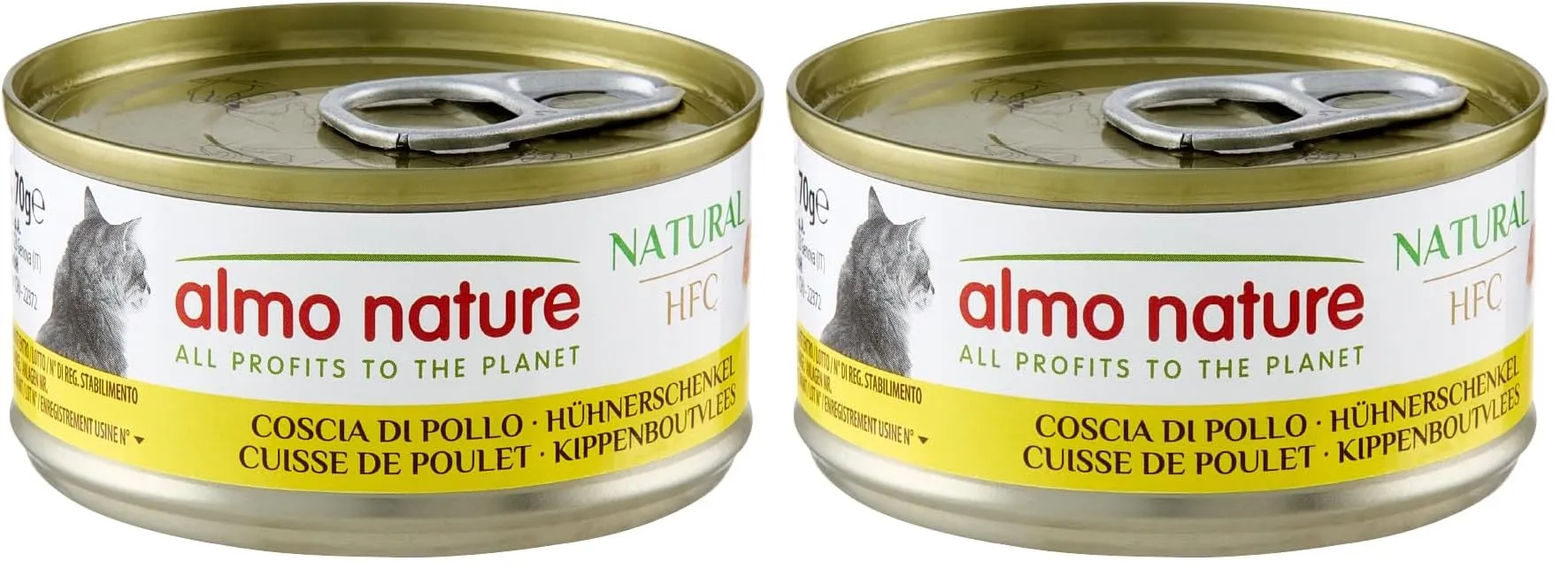 almo nature HFC Natural - Alimento Umido per Gatti Adulti. Coscia di Pollo (24 lattine da 70g) (Confezione da 2)