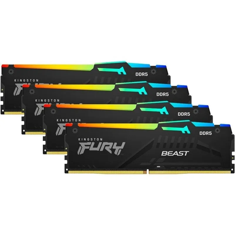 Kingston Technology FURY 64 GB 5600 MT/s DDR5 CL40 DIMM (Kit da 4 moduli) Beast RGB XMP